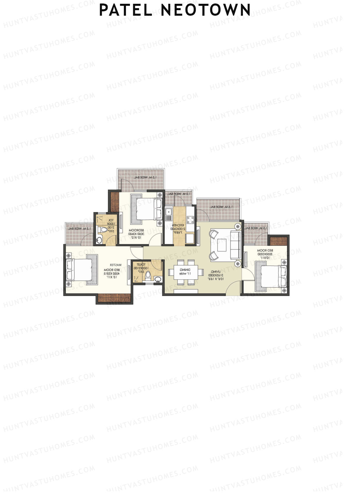 Patel Neotown Tower E1 Unit 1 (Type 8) Floor Plan
