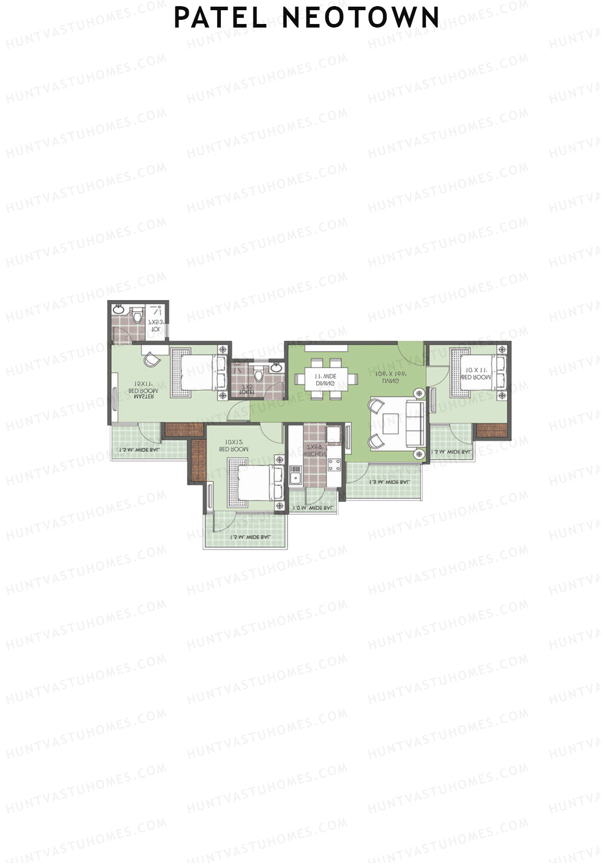 Patel Neotown Tower E1 Unit 2 (Type 9) Floor Plan