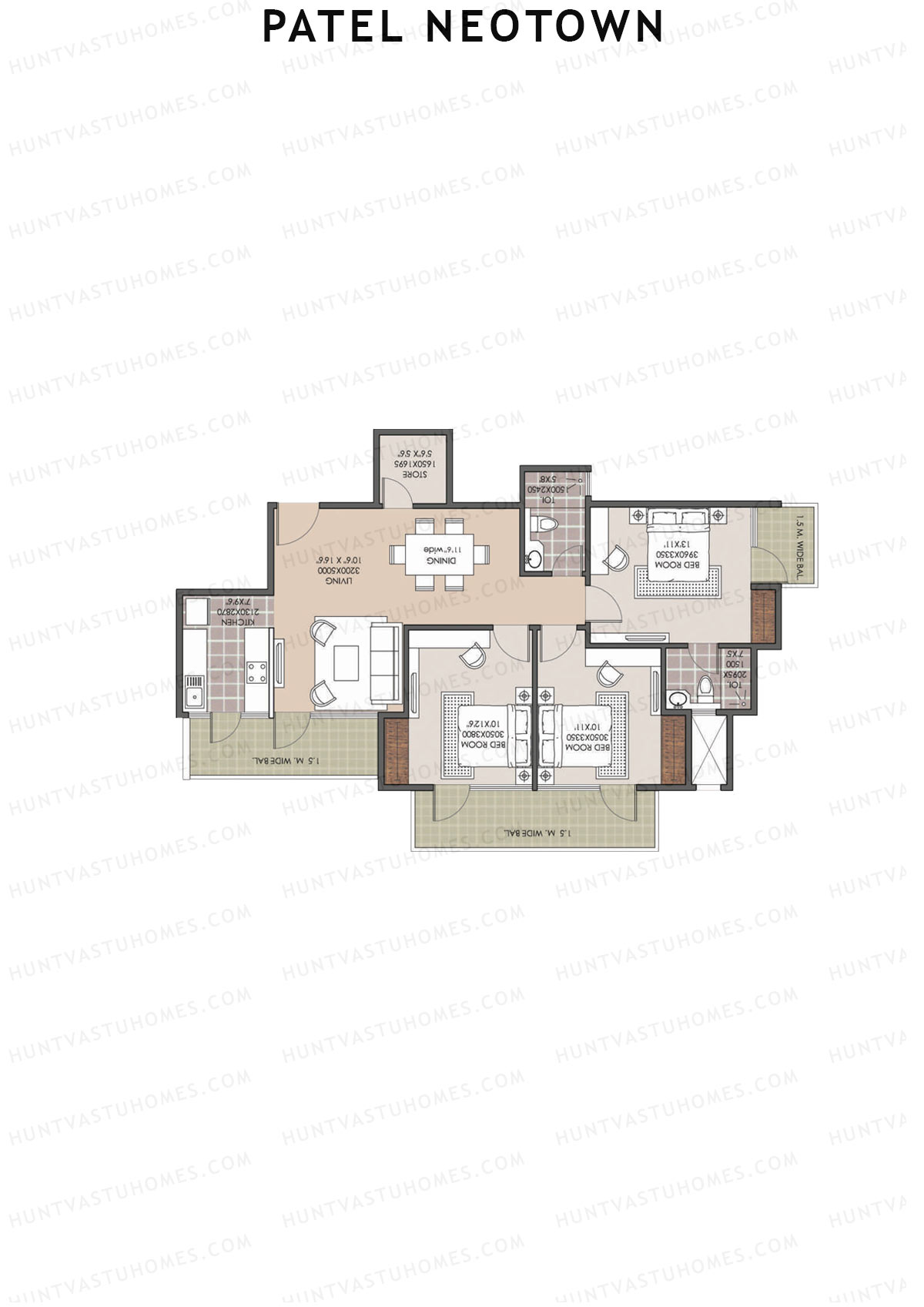 Patel Neotown Tower E1 Unit 3 (Type 10) Floor Plan