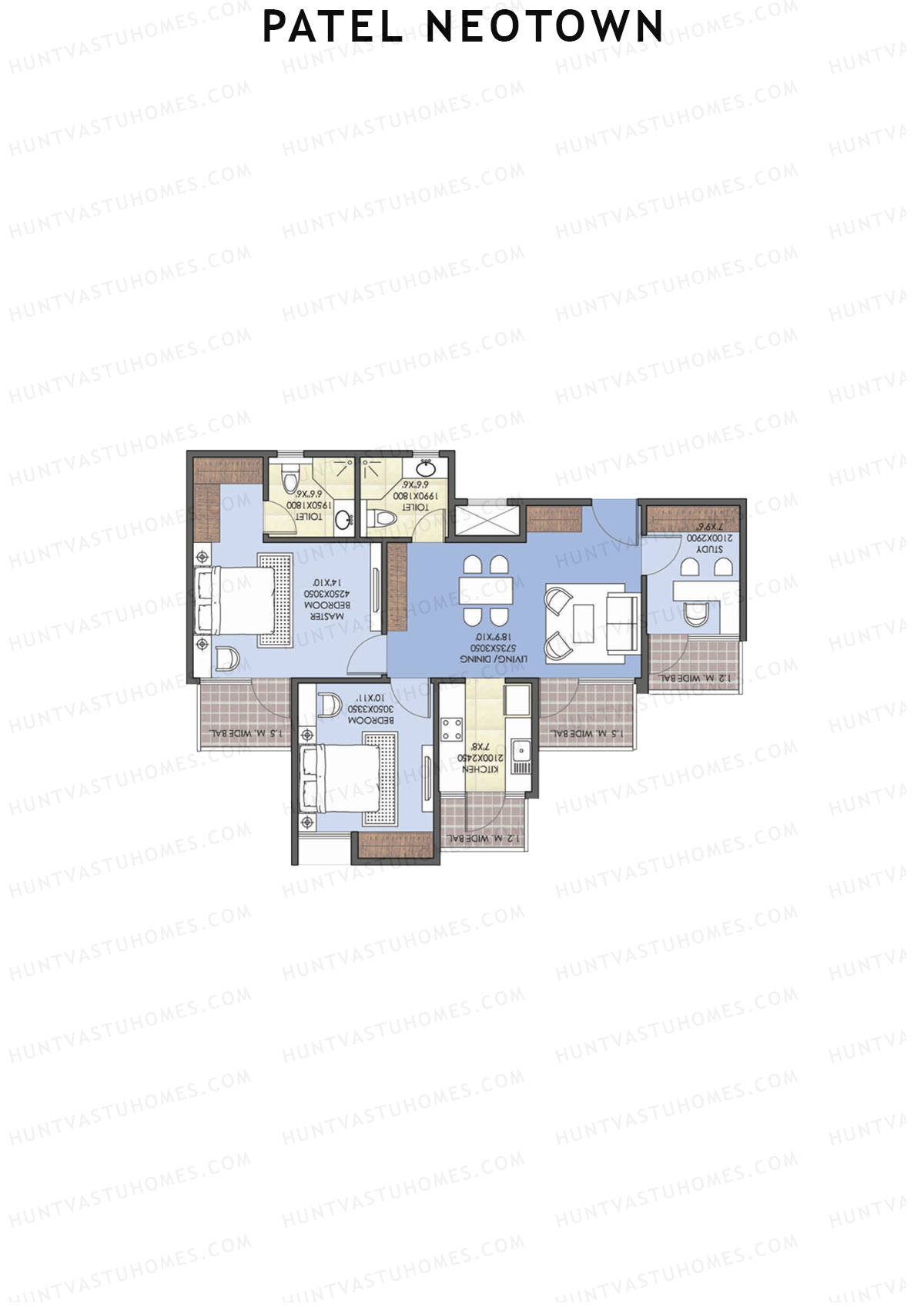 Patel Neotown Tower E2 Unit 3 (Type 6) Floor Plan