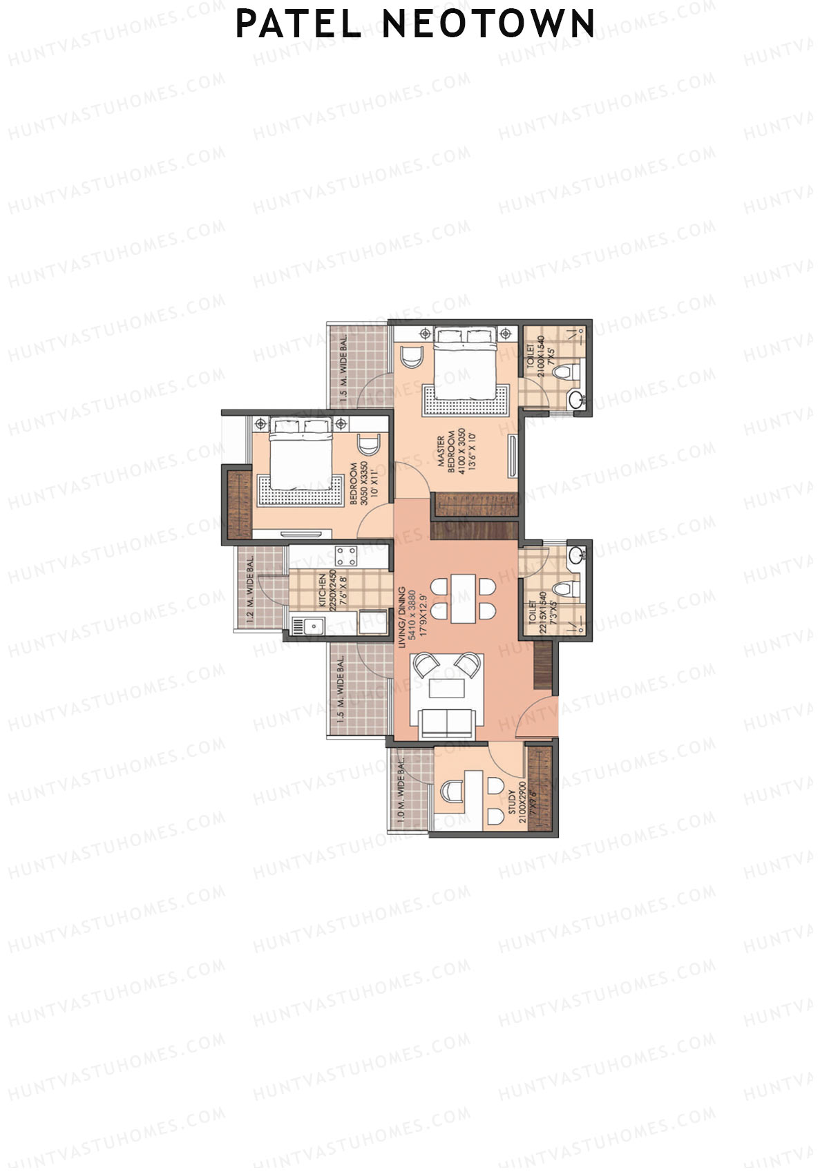 Patel Neotown Tower E2 Unit 5 (Type 3) Floor Plan
