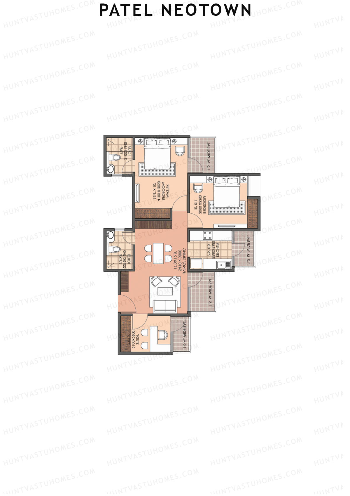 Patel Neotown Tower E2 Unit 6 (Type 3) Floor Plan