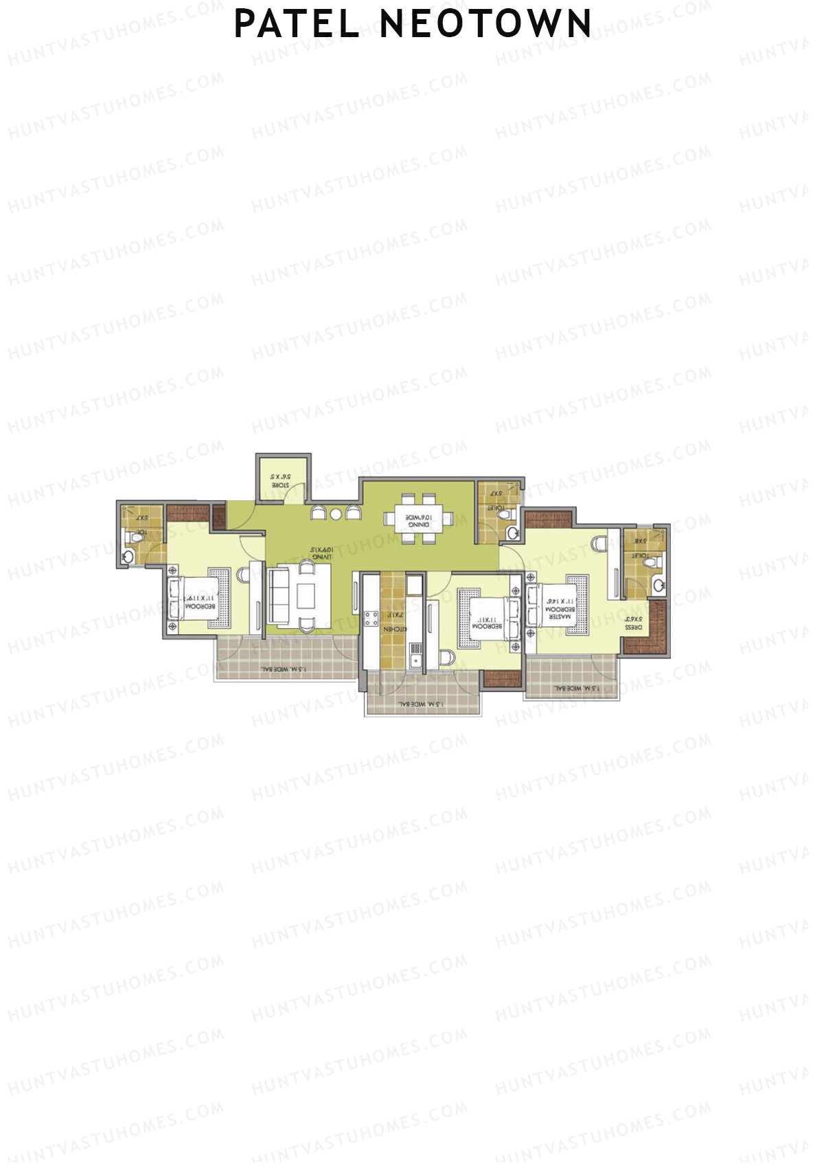 Patel Neotown Tower E3 Unit 1 (Type 14) Floor Plan