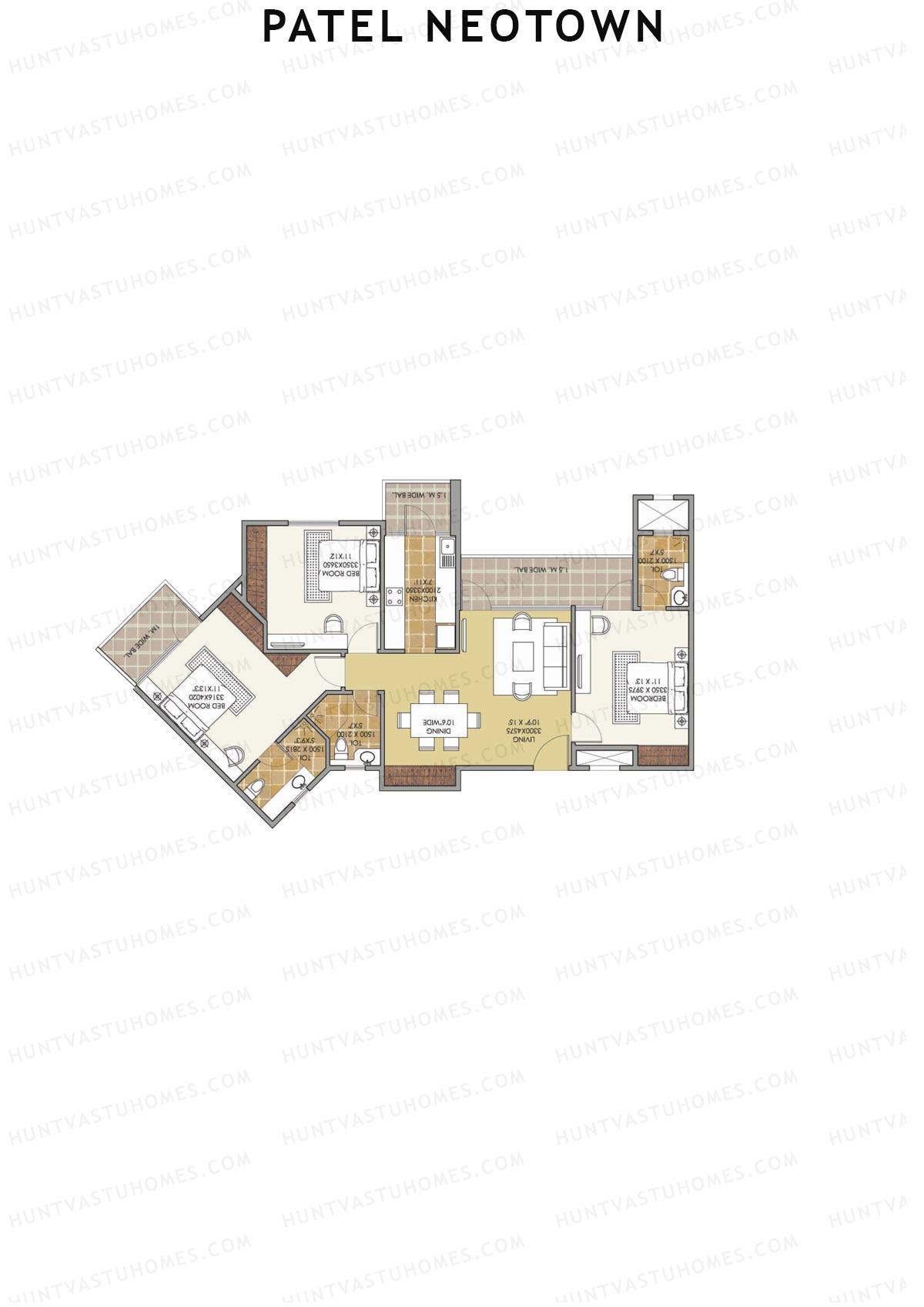 Patel Neotown Tower E3 Unit 3 (Type 11) Floor Plan