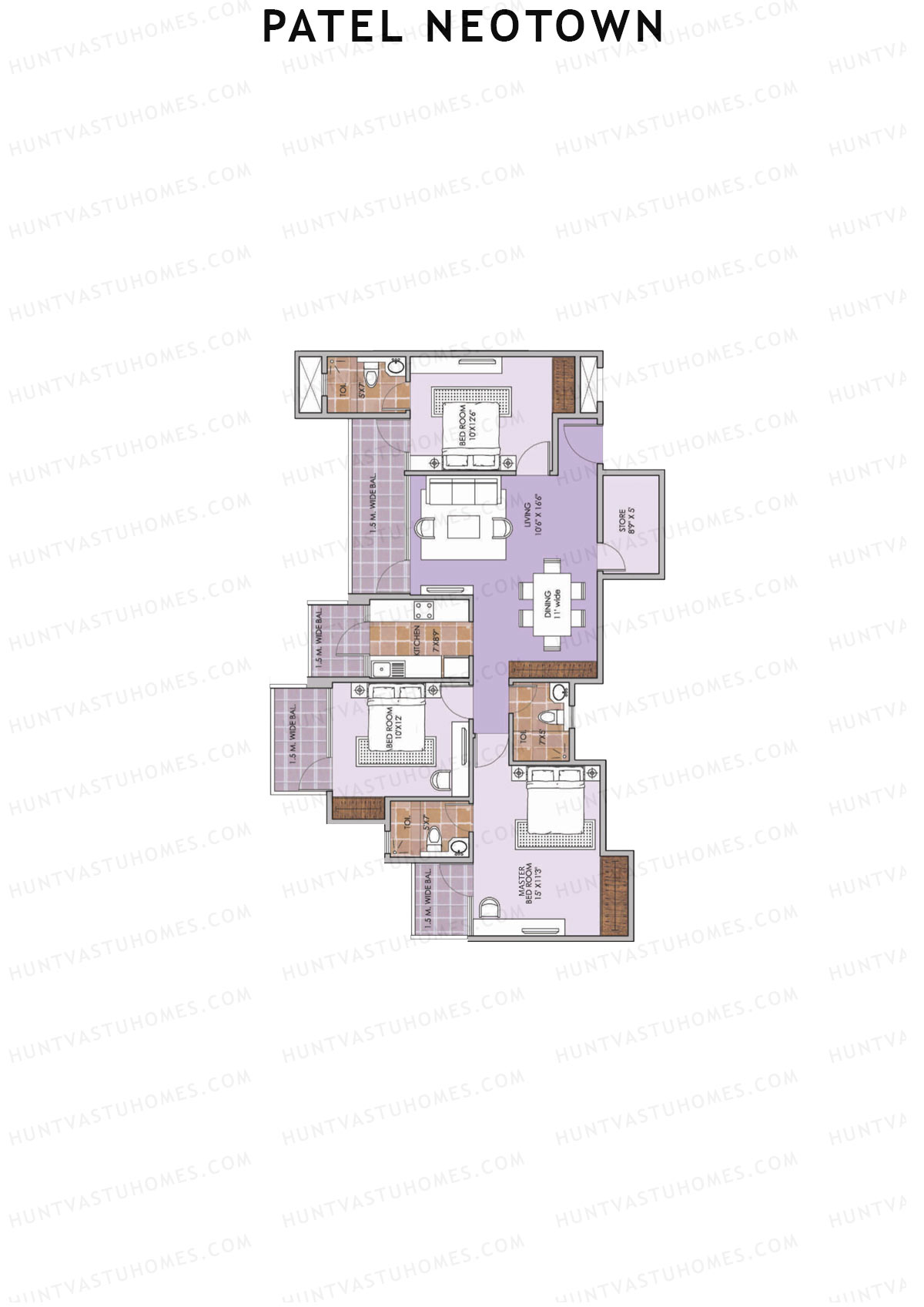 Patel Neotown Tower E3 Unit 5 (Type 13) Floor Plan