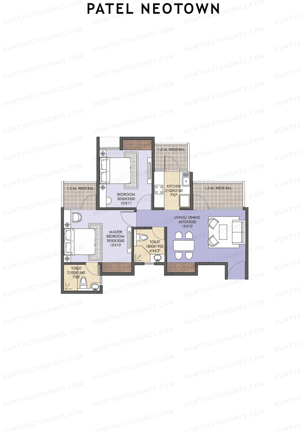 Patel Neotown Tower E4 Unit 1 (Type 1) Floor Plan