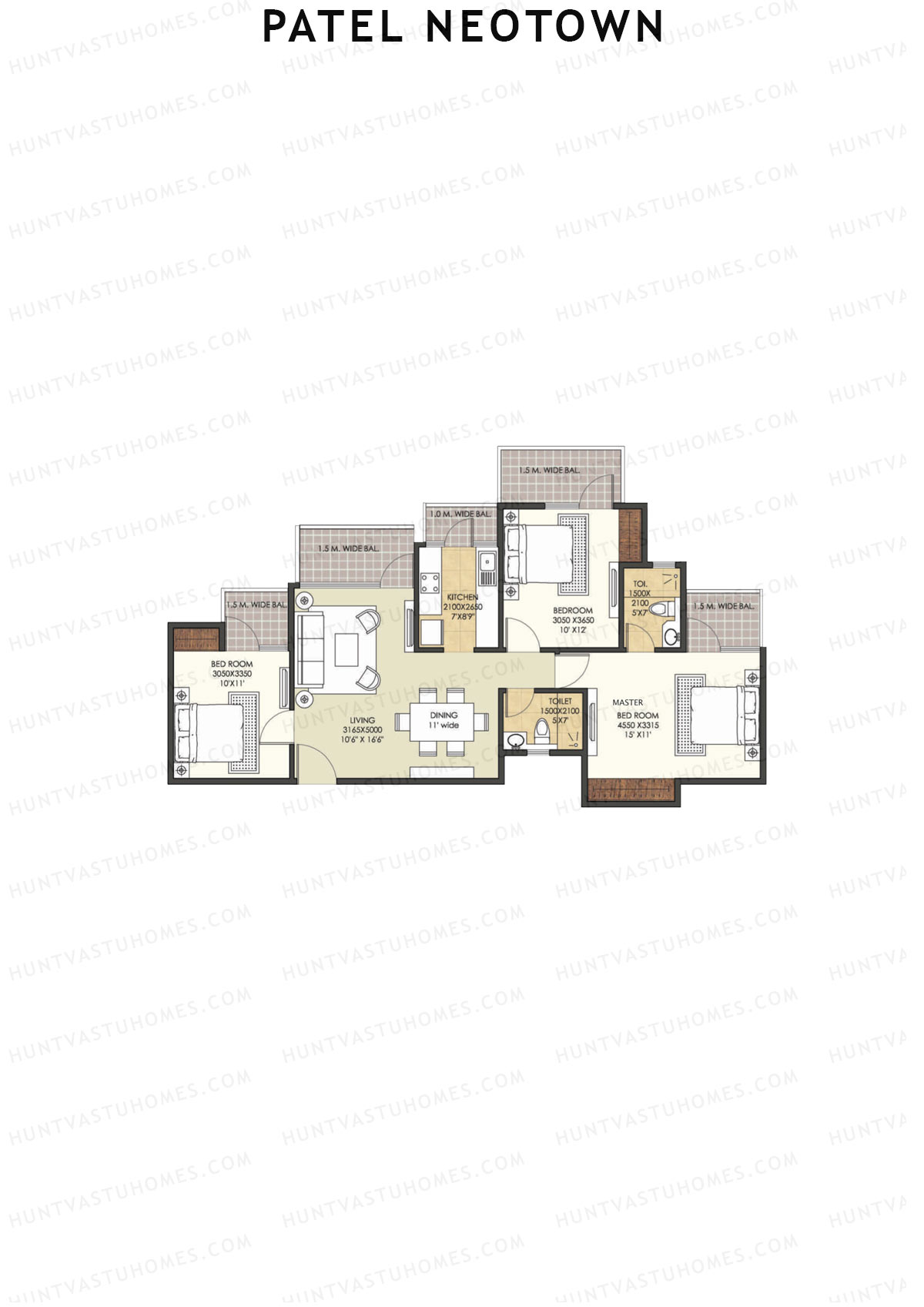 Patel Neotown Tower F1 Unit 1 (Type 8) Floor Plan