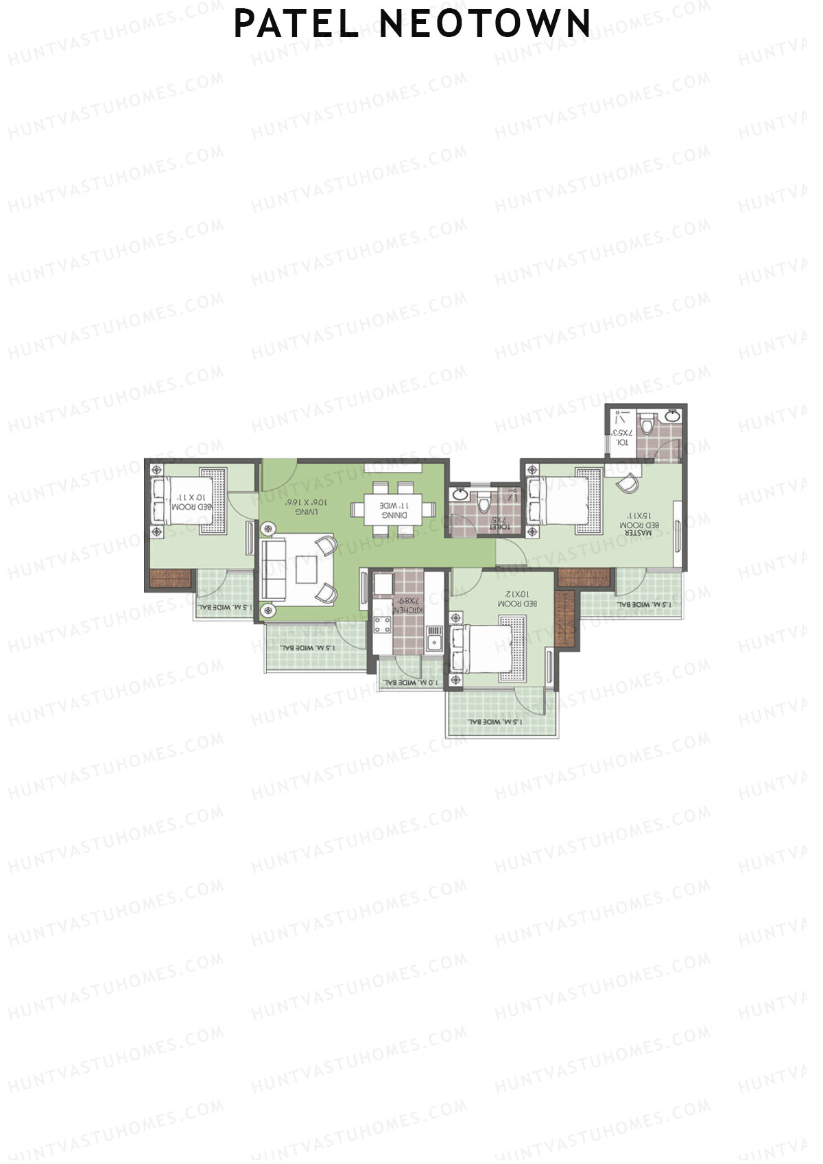 Patel Neotown Tower F1 Unit 2 (Type 9) Floor Plan