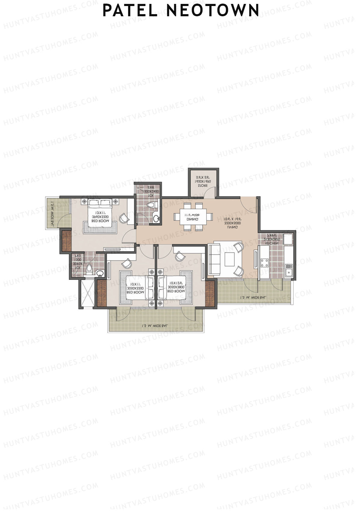 Patel Neotown Tower F1 Unit 3 (Type 10) Floor Plan