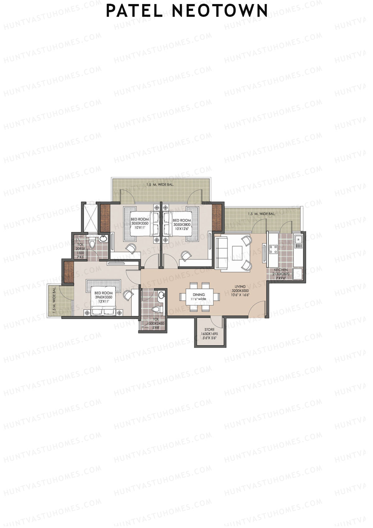 Patel Neotown Tower F1 Unit 4 (Type 10) Floor Plan