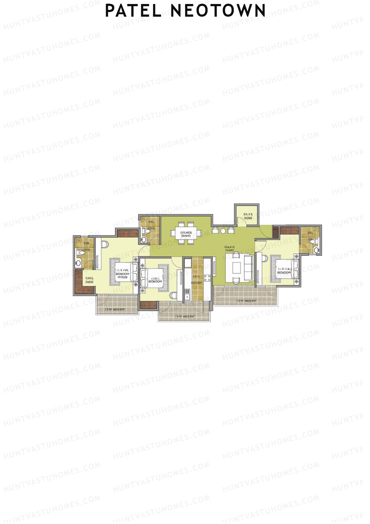Patel Neotown Tower F3 Unit 1 (Type 14) Floor Plan