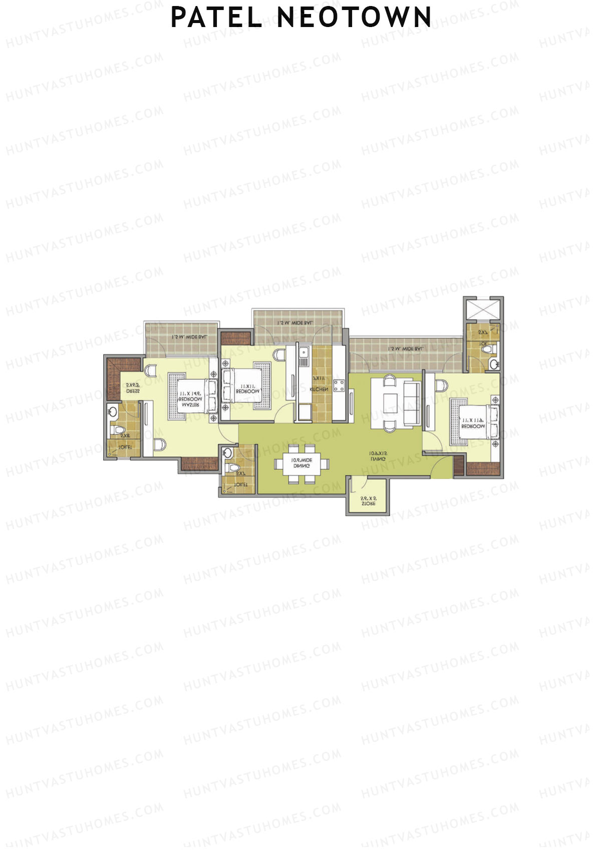Patel Neotown Tower F3 Unit 2 (Type 15) Floor Plan