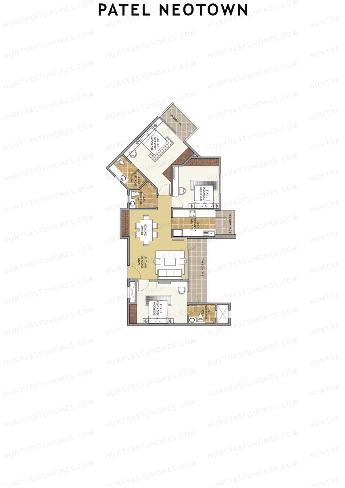 Patel Neotown Tower F3 Unit 4 (Type 11) Floor Plan