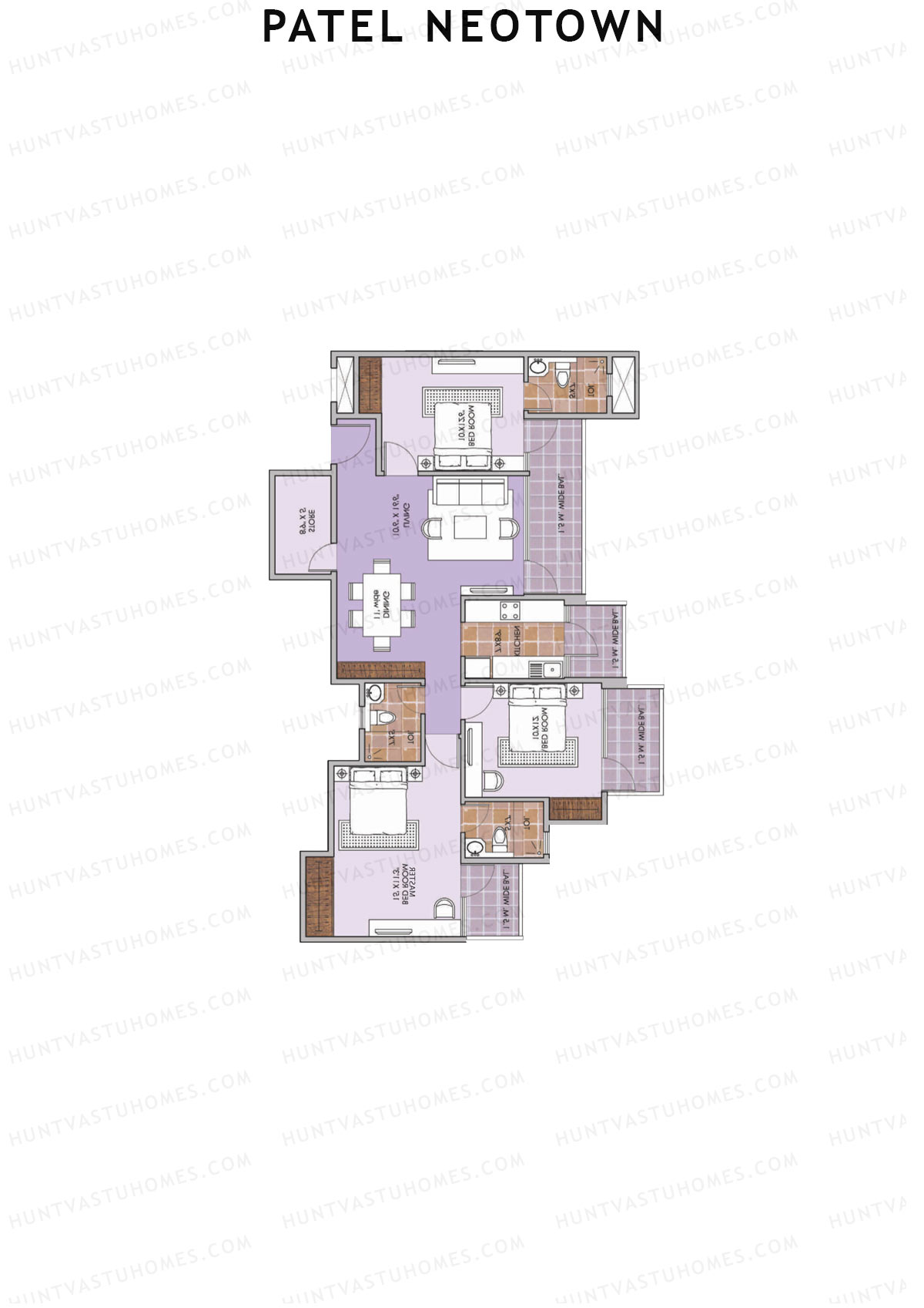 Patel Neotown Tower F3 Unit 5 (Type 13) Floor Plan