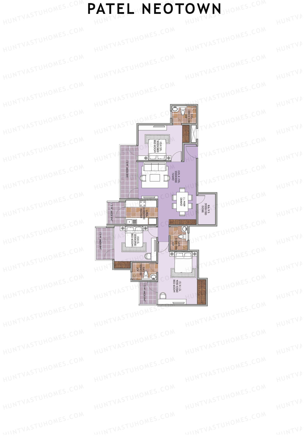Patel Neotown Tower F3 Unit 6 (Type 12) Floor Plan