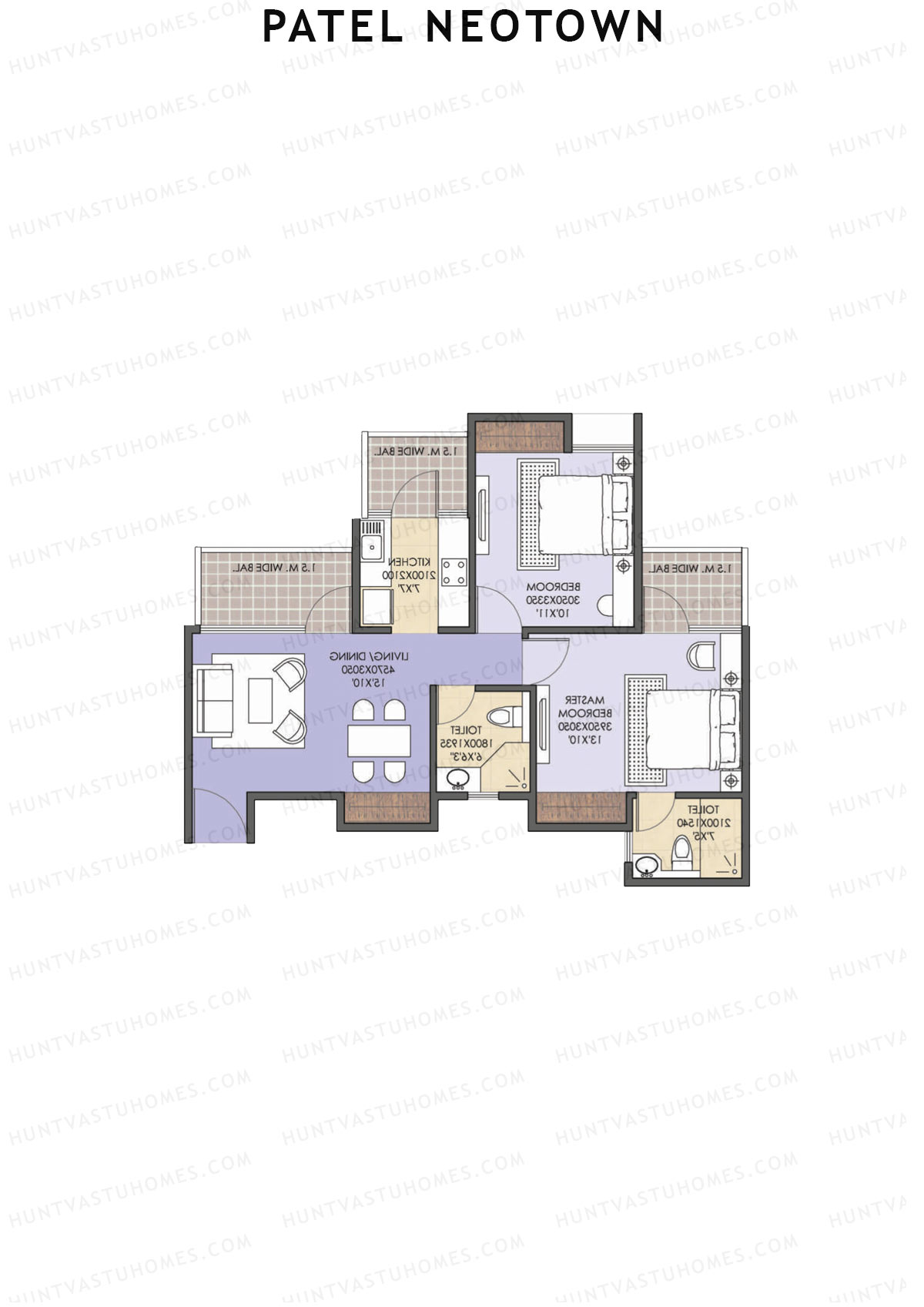 Patel Neotown Tower F4 Unit 1 (Type 1) Floor Plan