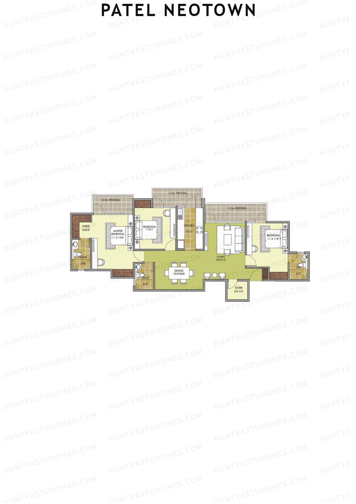 Patel Neotown Tower G3 Unit 1 (Type 14) Floor Plan