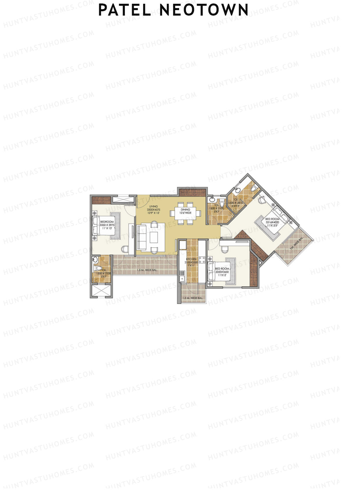 Patel Neotown Tower G3 Unit 3 (Type 11) Floor Plan