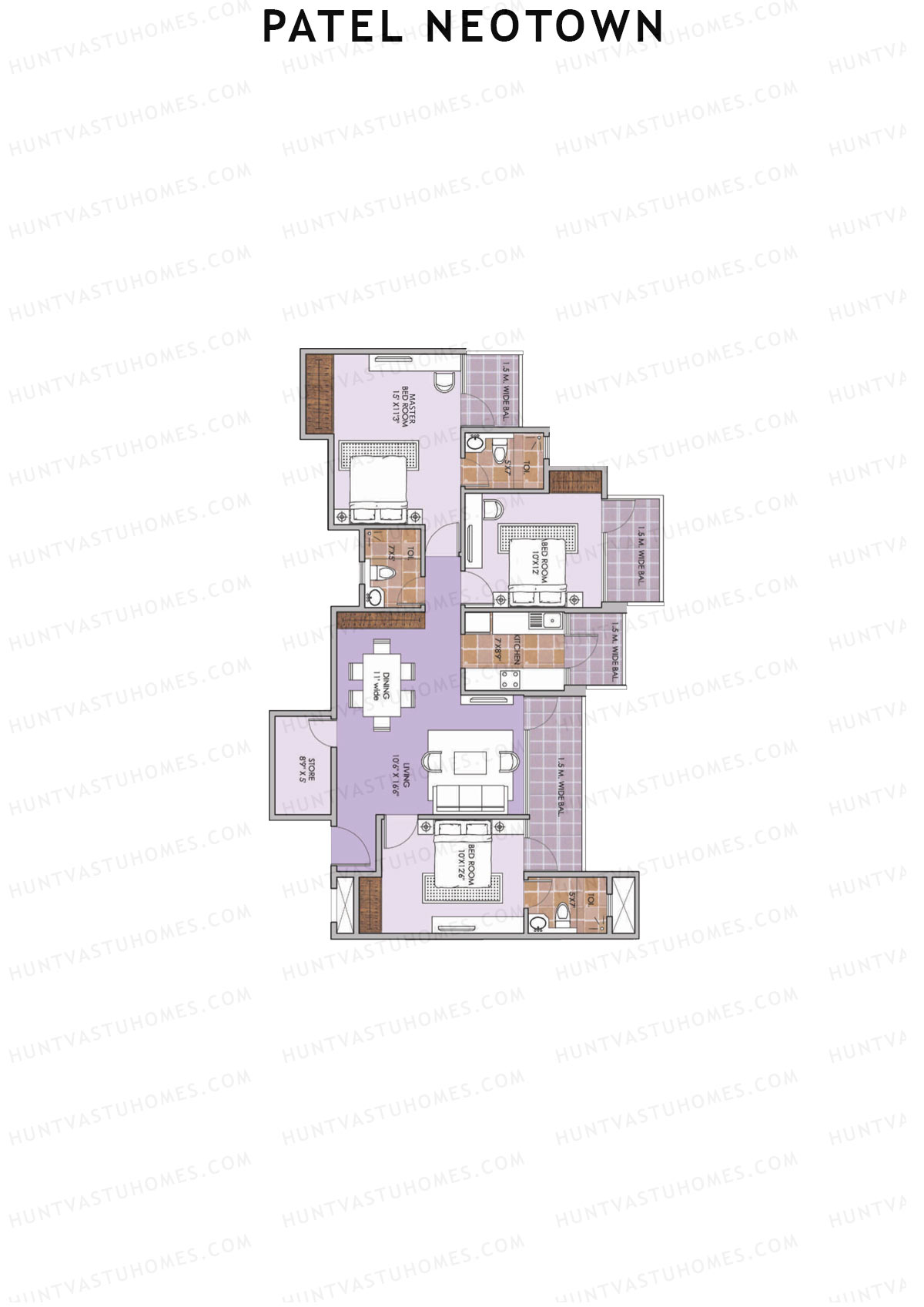 Patel Neotown Tower G3 Unit 5 (Type 13) Floor Plan