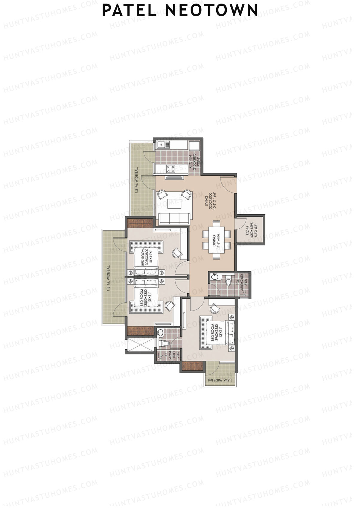 Patel Neotown Tower H1 Unit 3 (Type 10) Floor Plan
