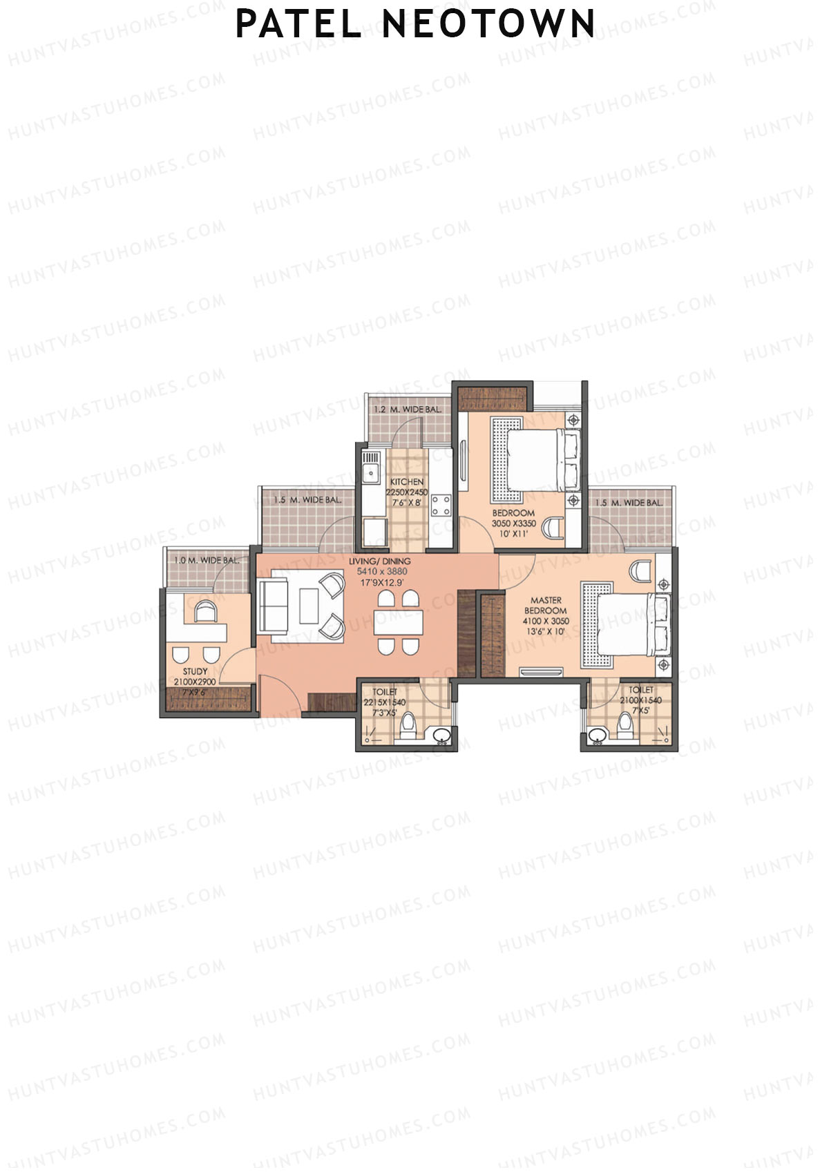 Patel Neotown Tower H2 Unit 2 (Type 3) Floor Plan