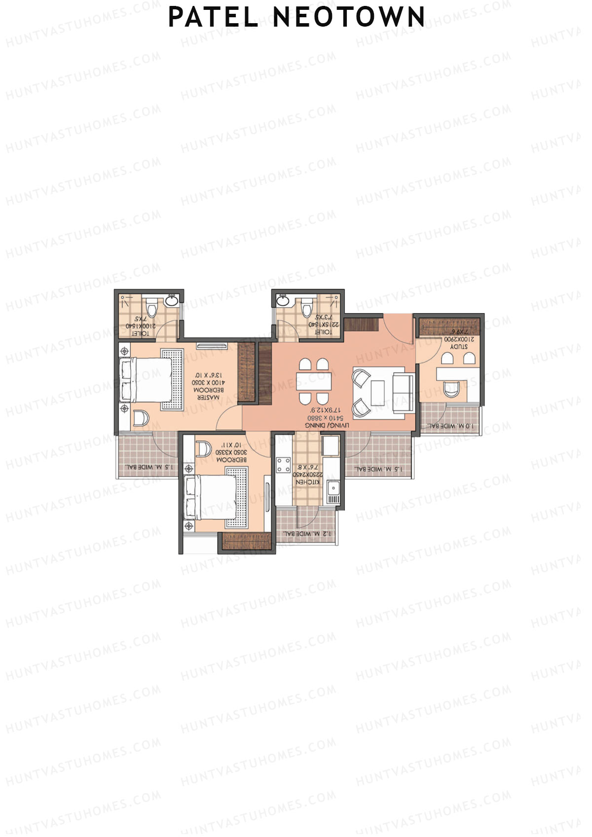 Patel Neotown Tower H3 Unit 1 (Type 3) Floor Plan