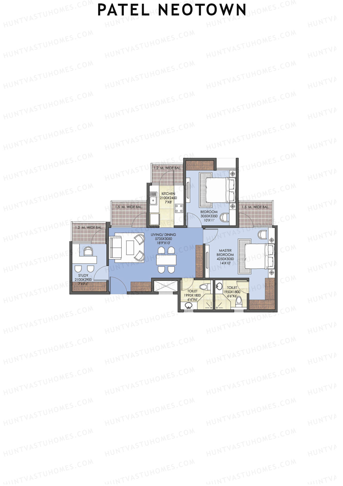 Patel Neotown Tower H3 Unit 3 (Type 6) Floor Plan