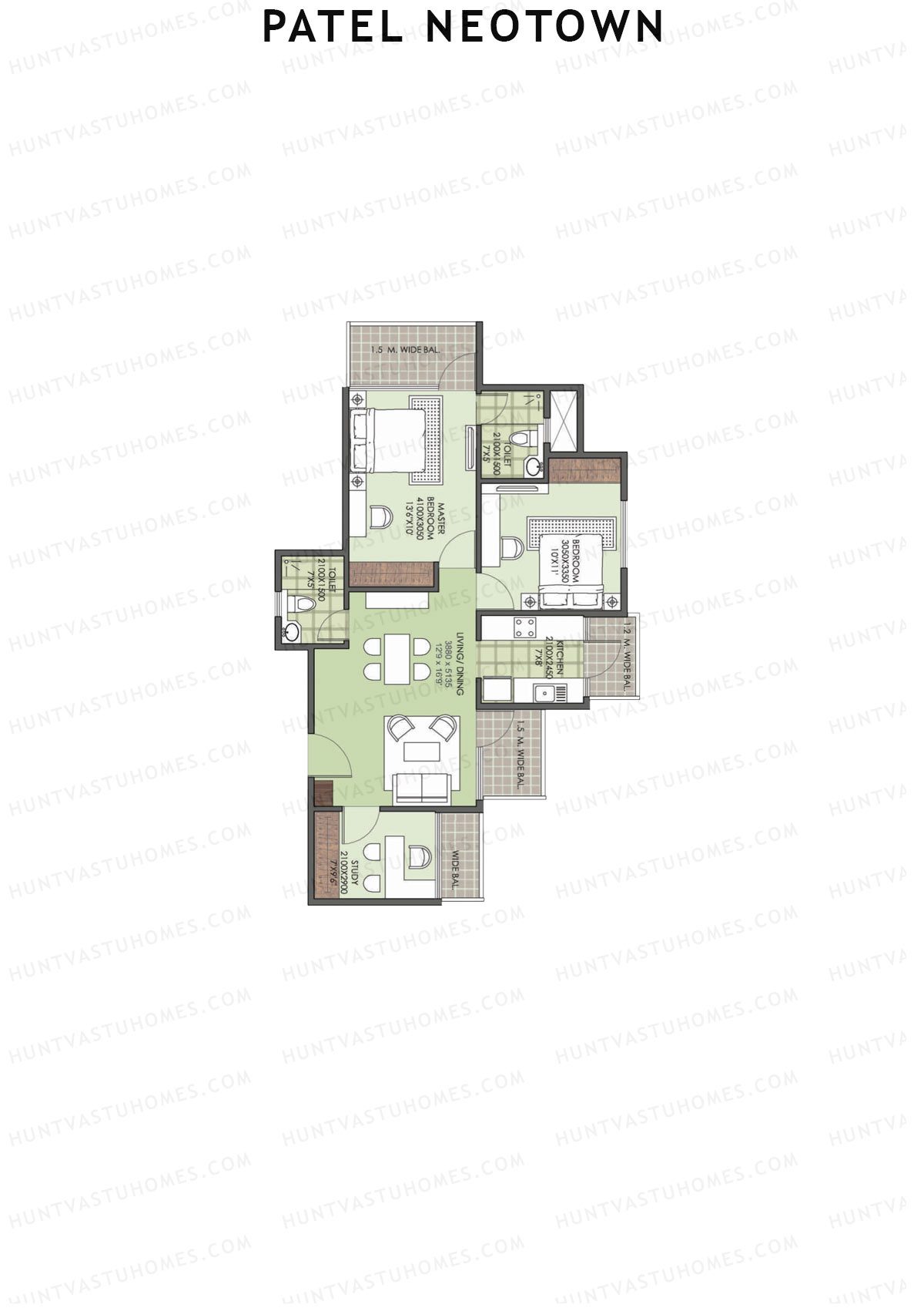 Patel Neotown Tower H3 Unit 4 (Type 4) Floor Plan