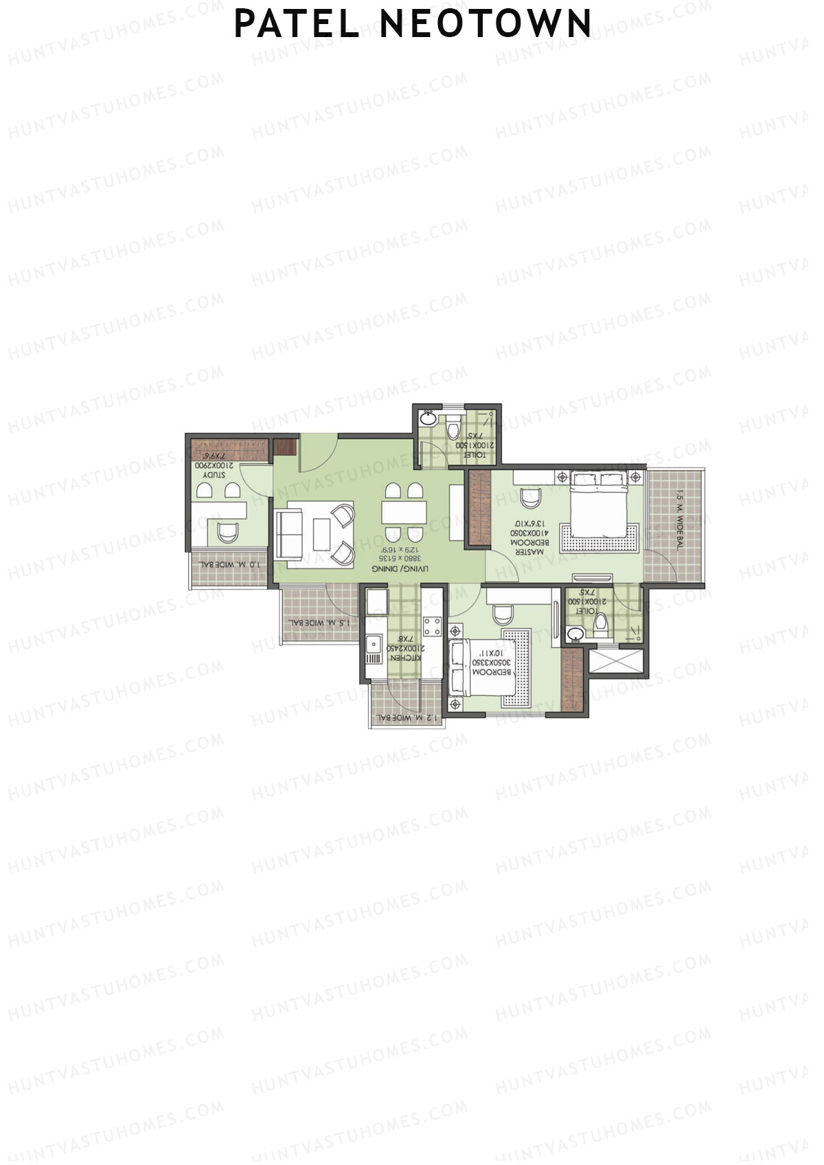 Patel Neotown Tower J1 Unit 3 (Type 4) Floor Plan