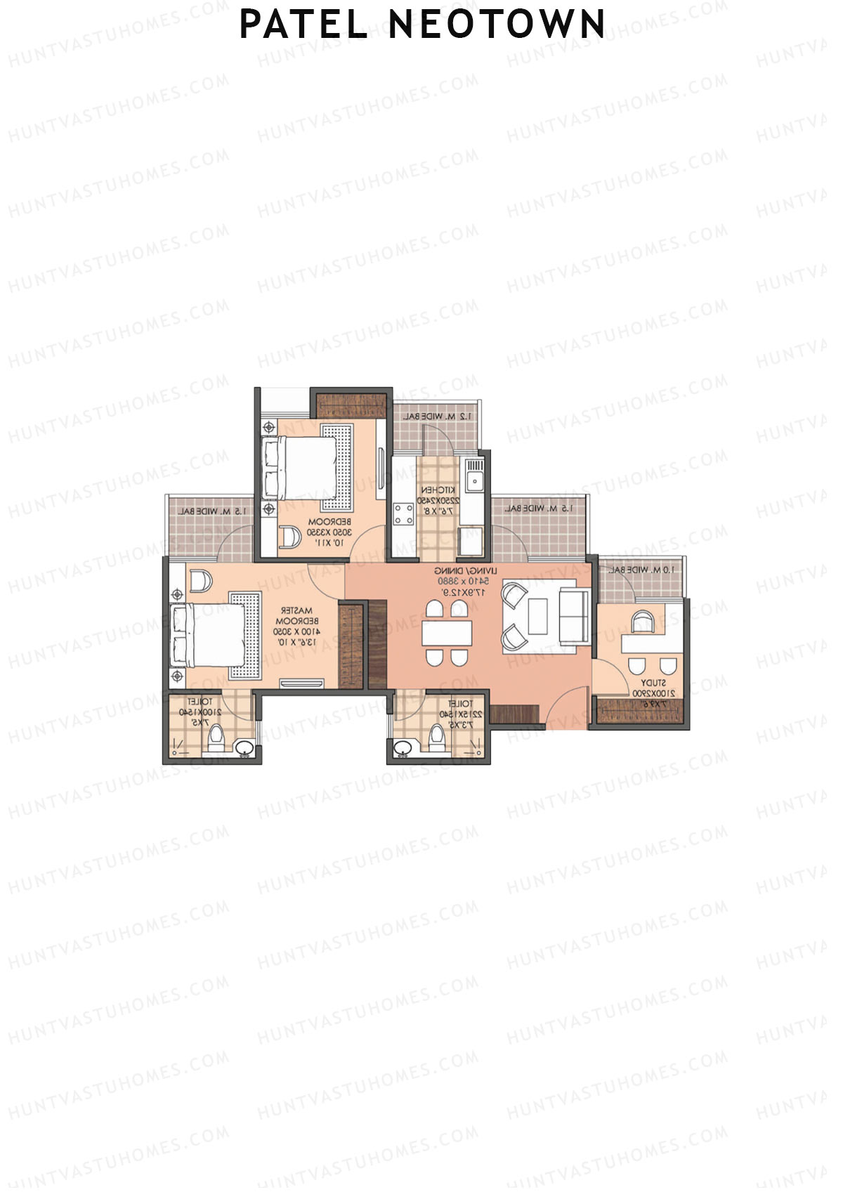 Patel Neotown Tower J2 Unit 1 (Type 3) Floor Plan