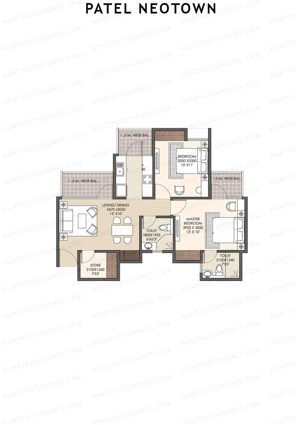 Patel Neotown Tower J2 Unit 2 (Type 2) Floor Plan