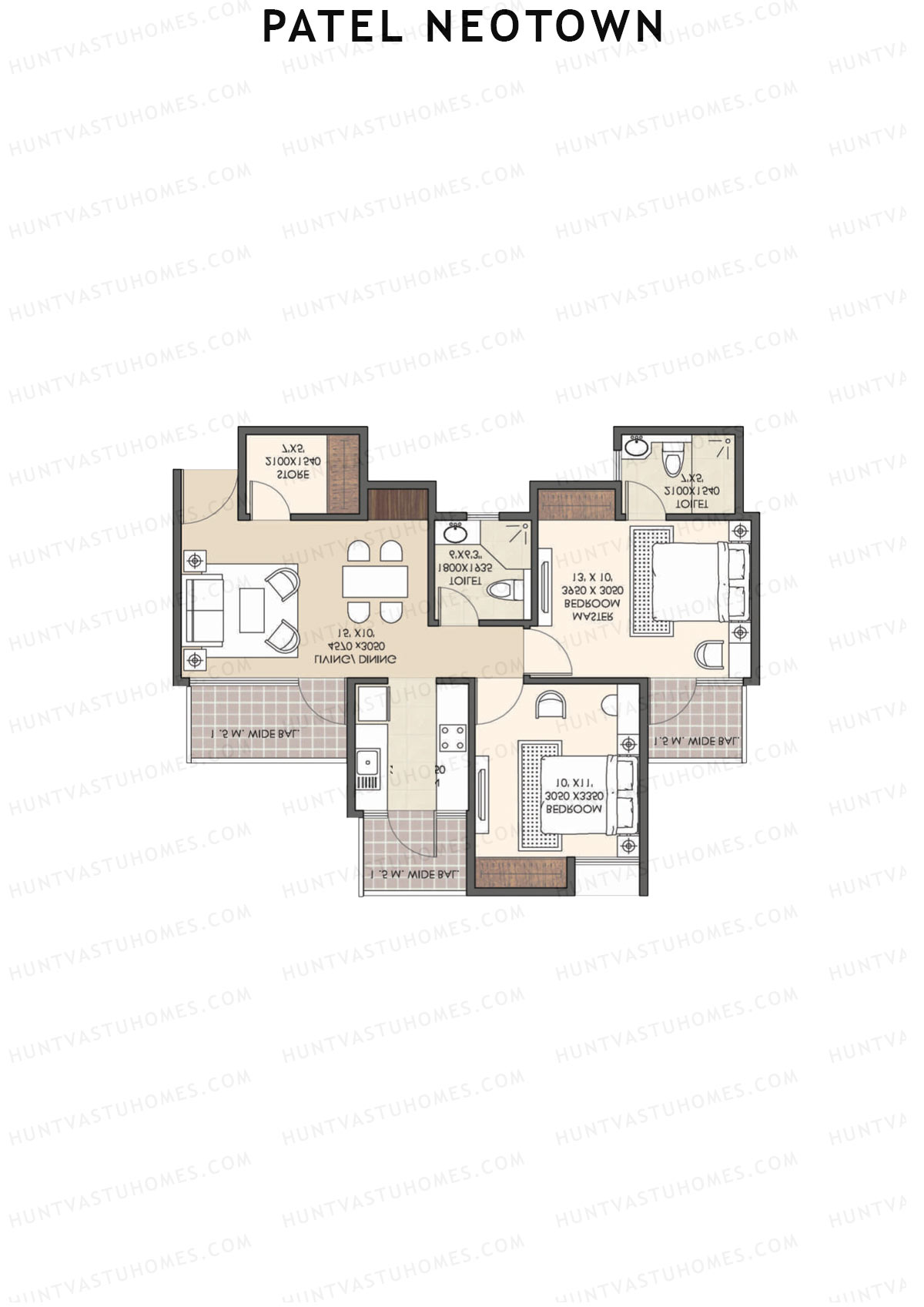 Patel Neotown Tower J2 Unit 3 (Type 2) Floor Plan