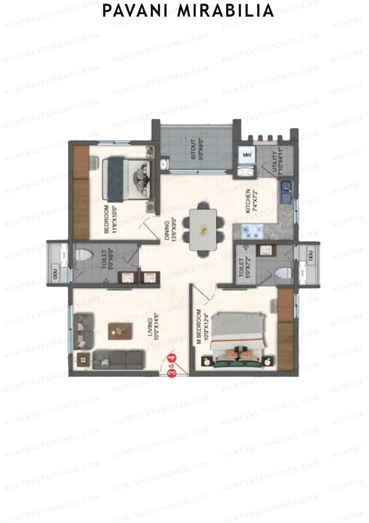 Pavani Mirabilia Block B Unit 4 Floor Plan