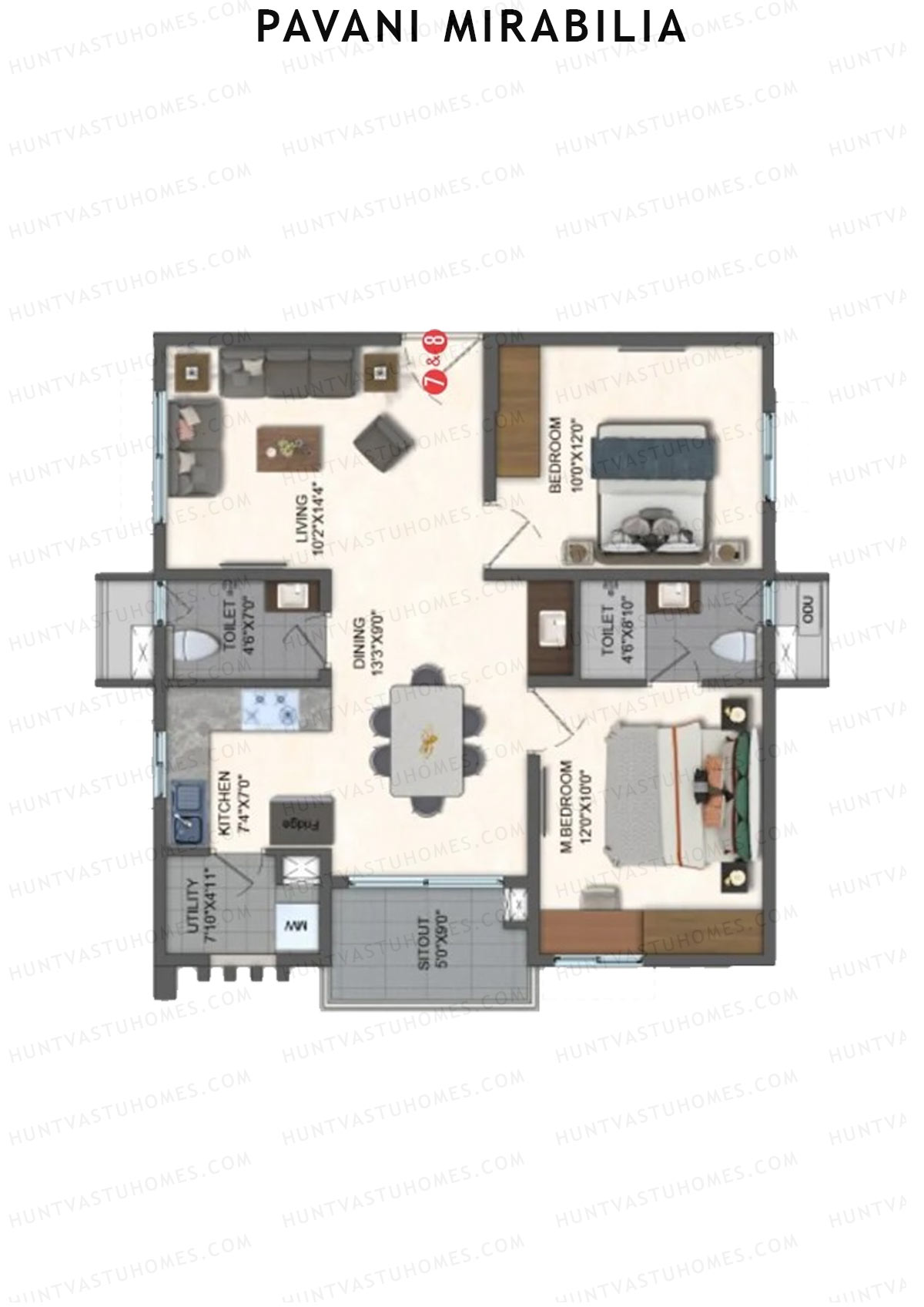 Pavani Mirabilia Block B Unit 8 Floor Plan