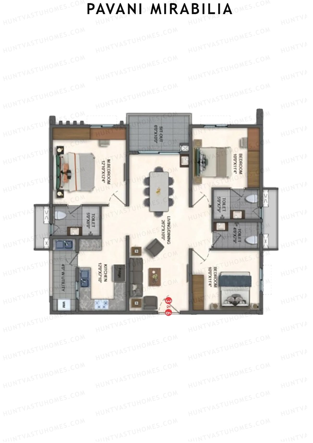 Pavani Mirabilia Block C Unit 3 Floor Plan
