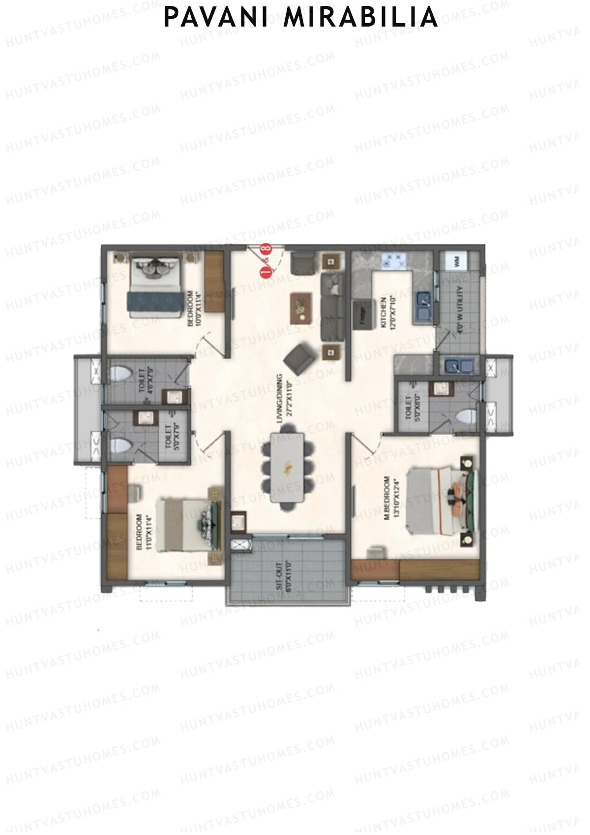 Pavani Mirabilia Block C Unit 8 Floor Plan