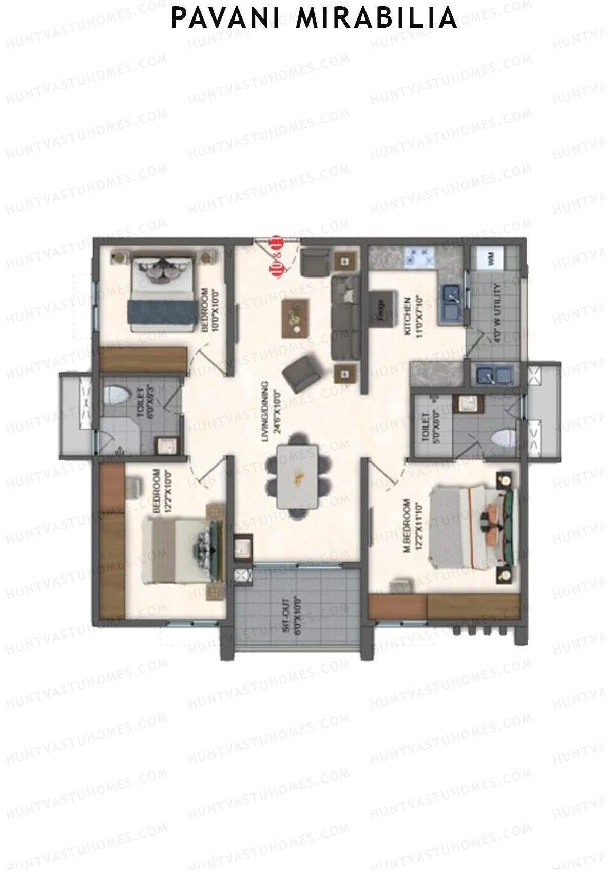 Pavani Mirabilia Block D Unit 11 Floor Plan