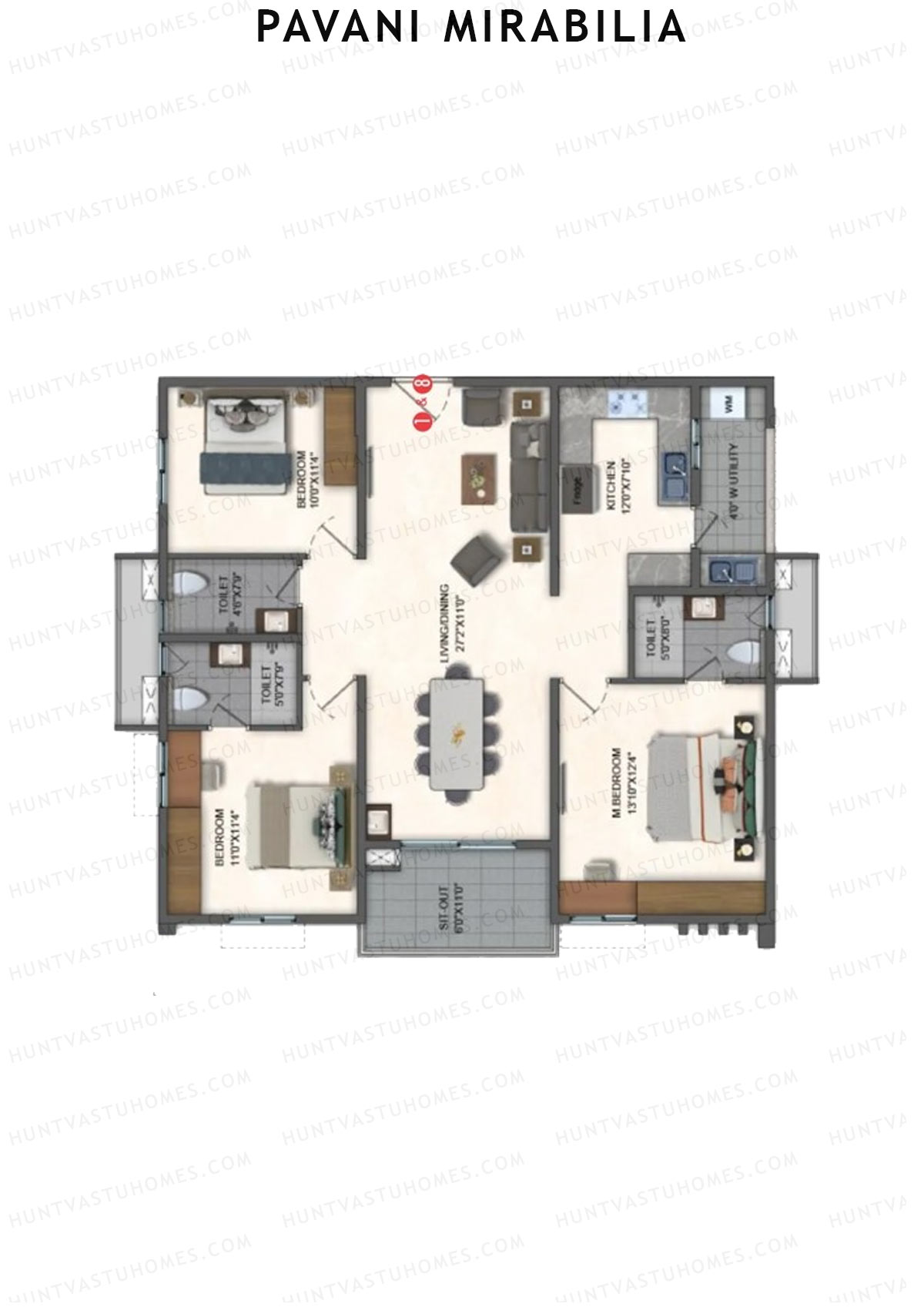 Pavani Mirabilia Block D Unit 8 Floor Plan
