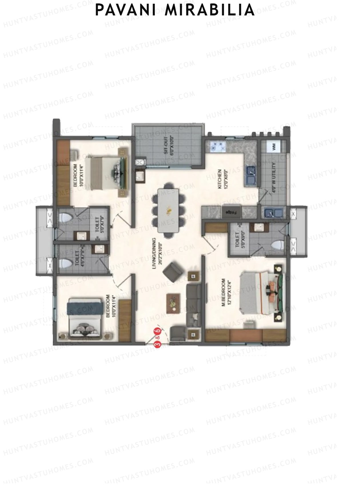 Pavani Mirabilia Block E Unit 3 Floor Plan