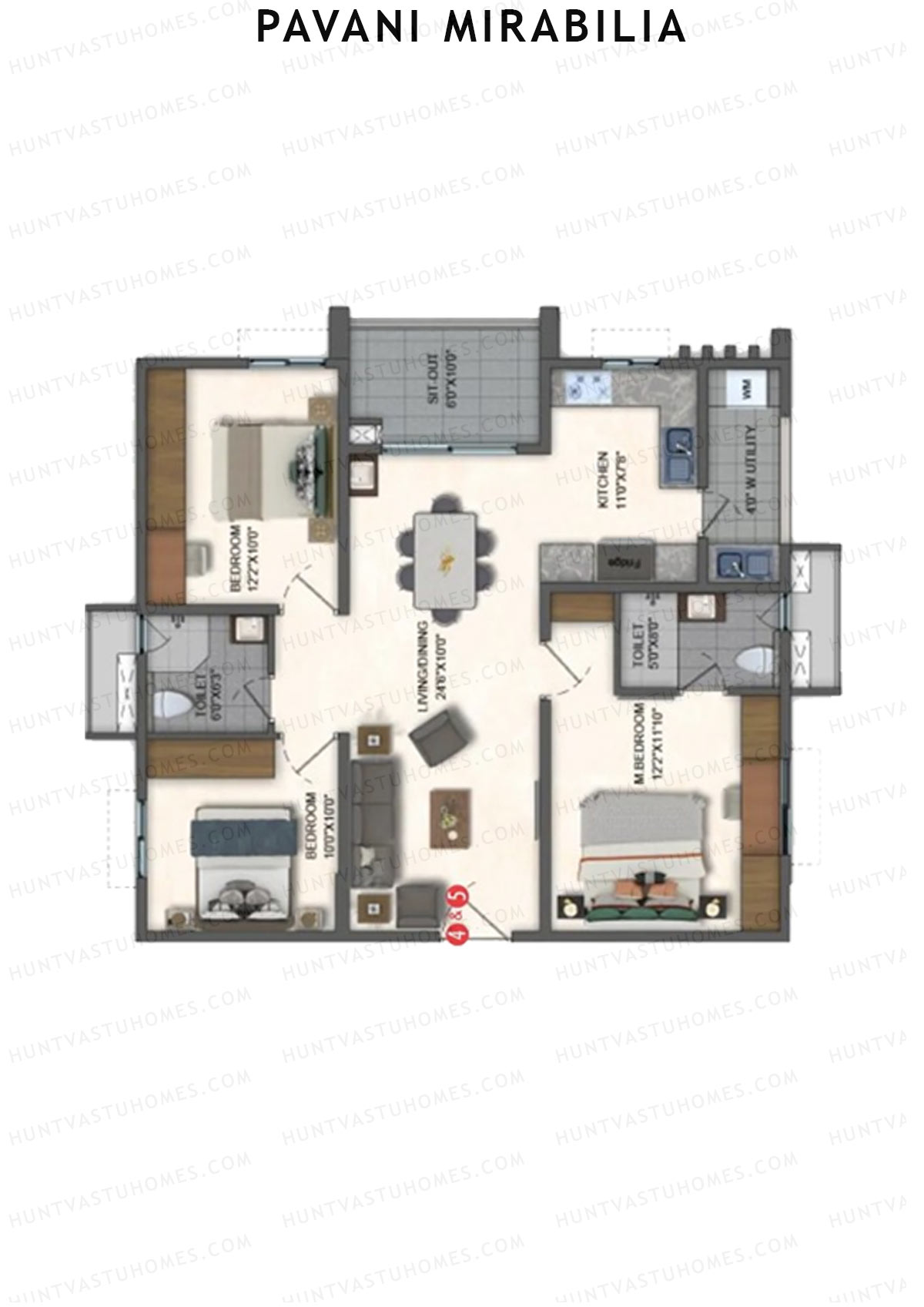 Pavani Mirabilia Block E Unit 6 Floor Plan