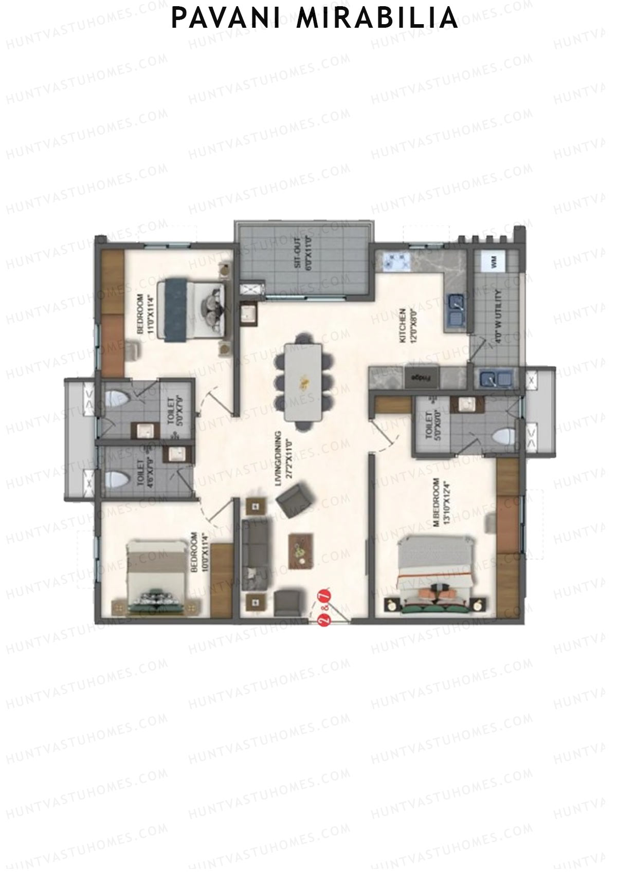 Pavani Mirabilia Block E Unit 7 Floor Plan