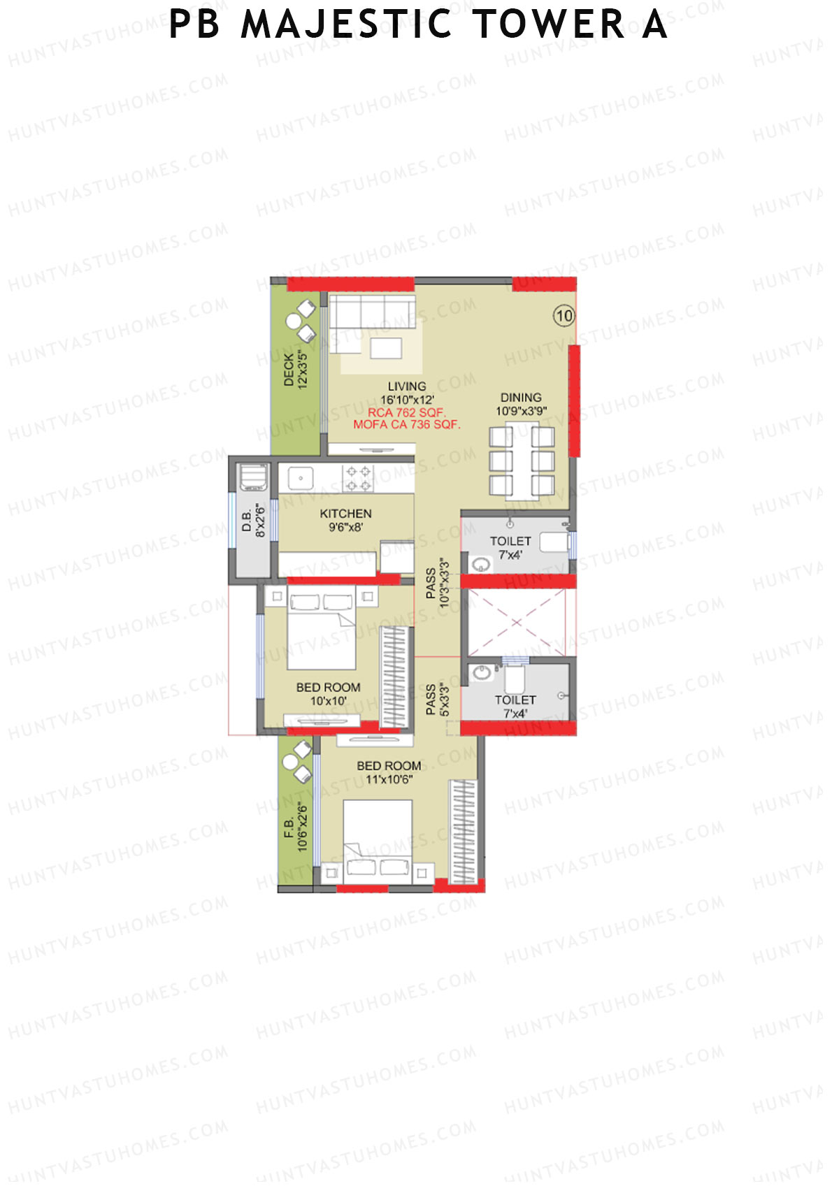 PB Majestic Tower A Unit 10 Floor Plan
