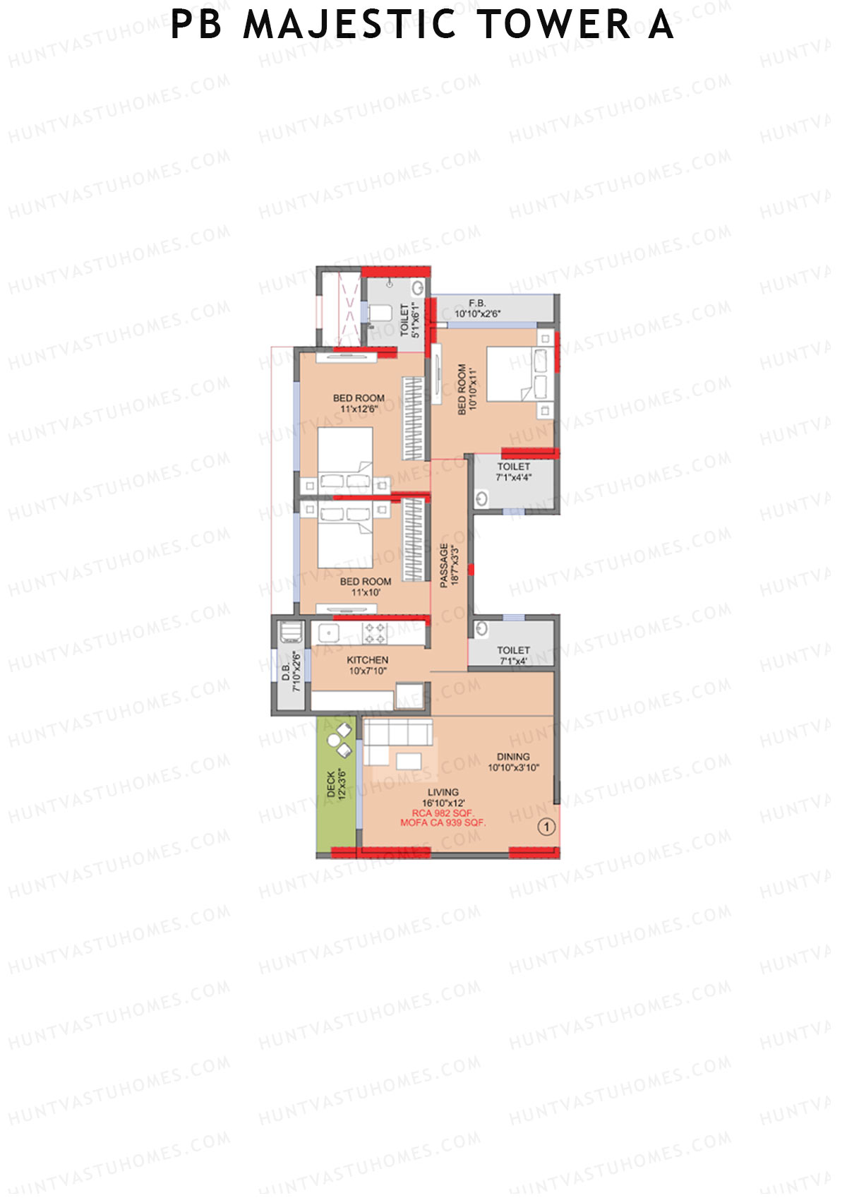 PB Majestic Tower A Unit 1 Floor Plan