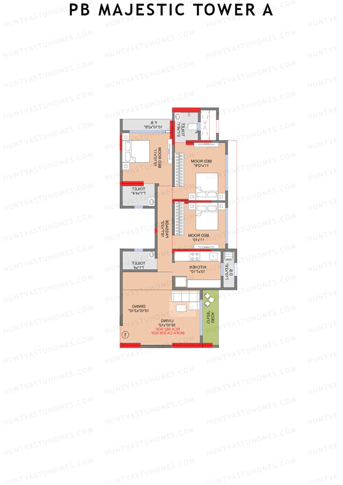 PB Majestic Tower A Unit 2 Floor Plan