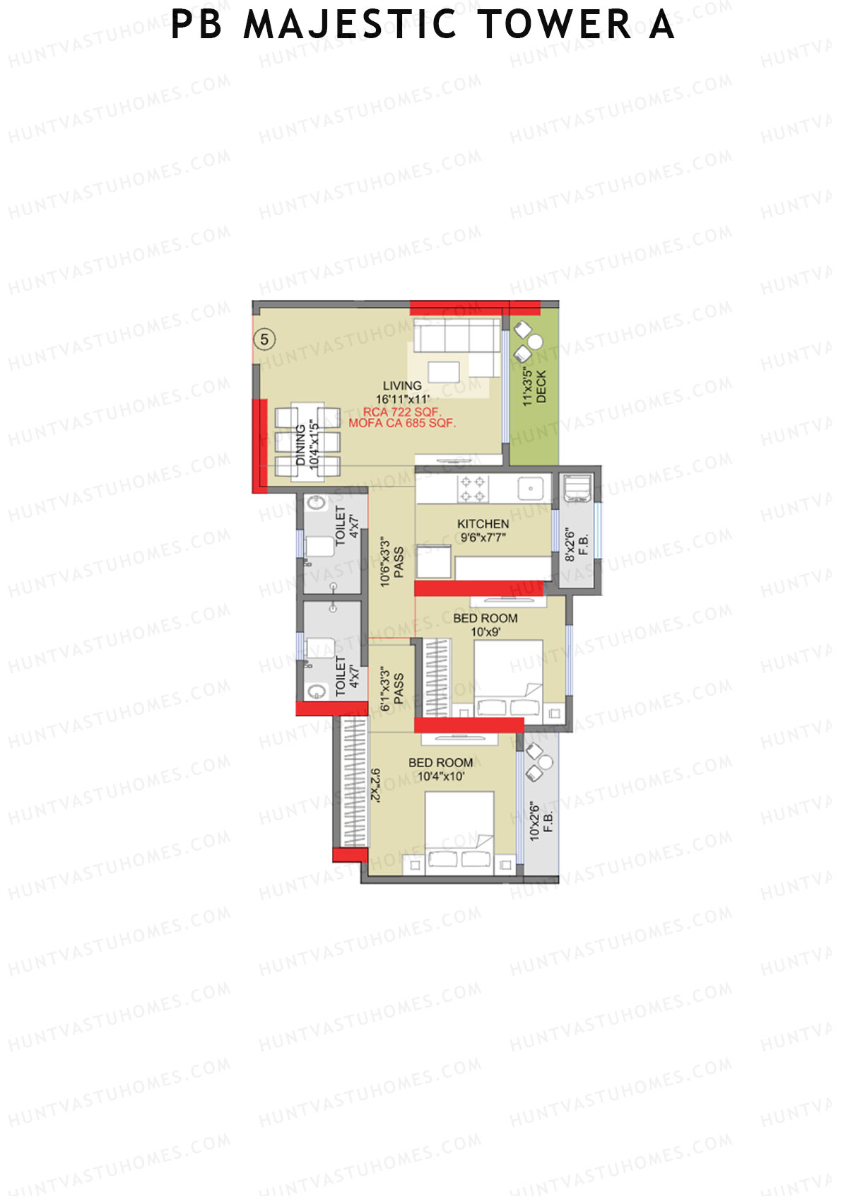 PB Majestic Tower A Unit 5 Floor Plan