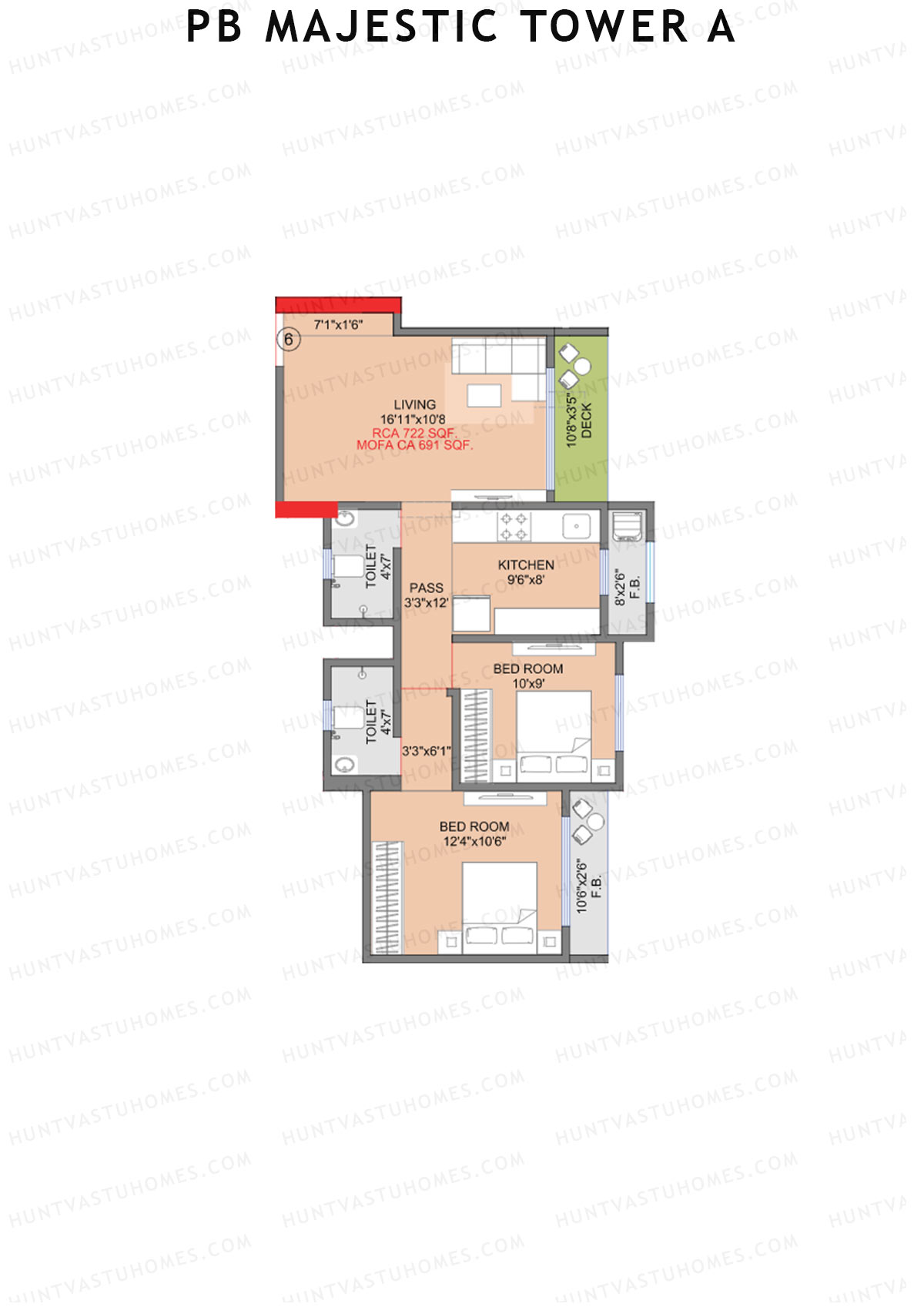 PB Majestic Tower A Unit 6 Floor Plan