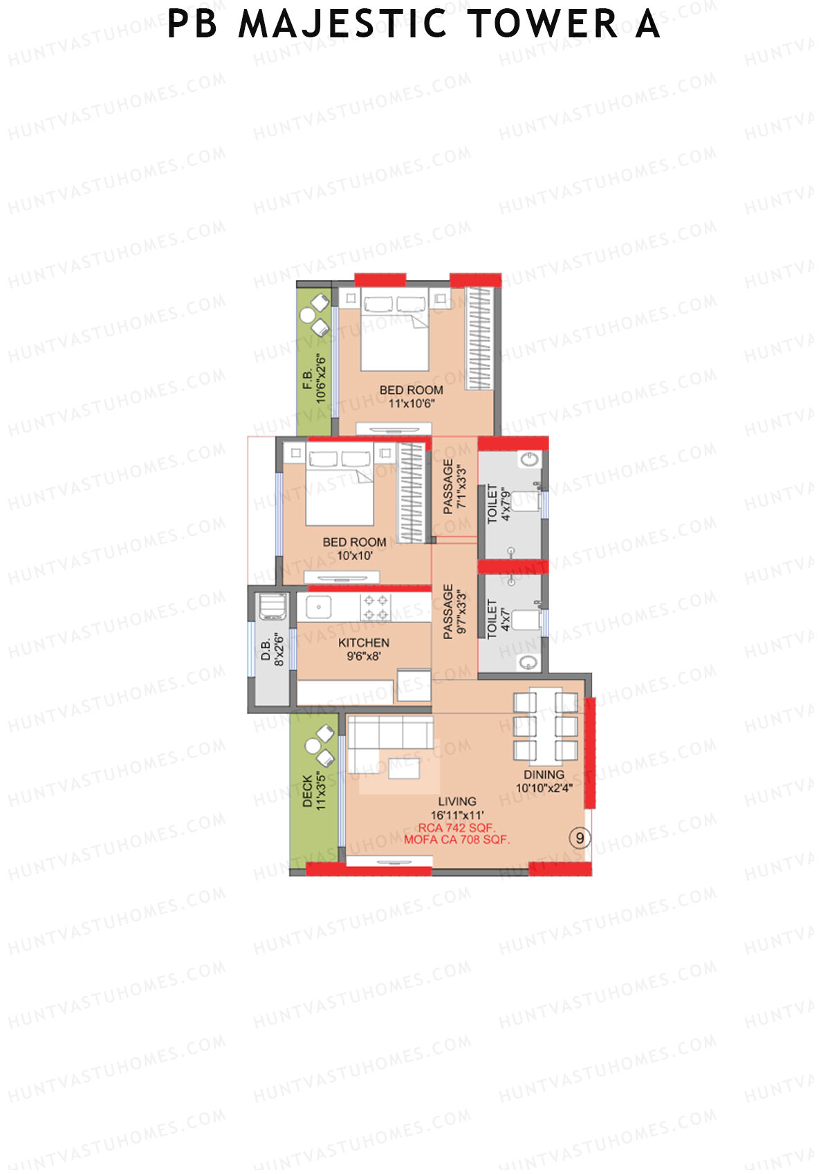 PB Majestic Tower A Unit 9 Floor Plan