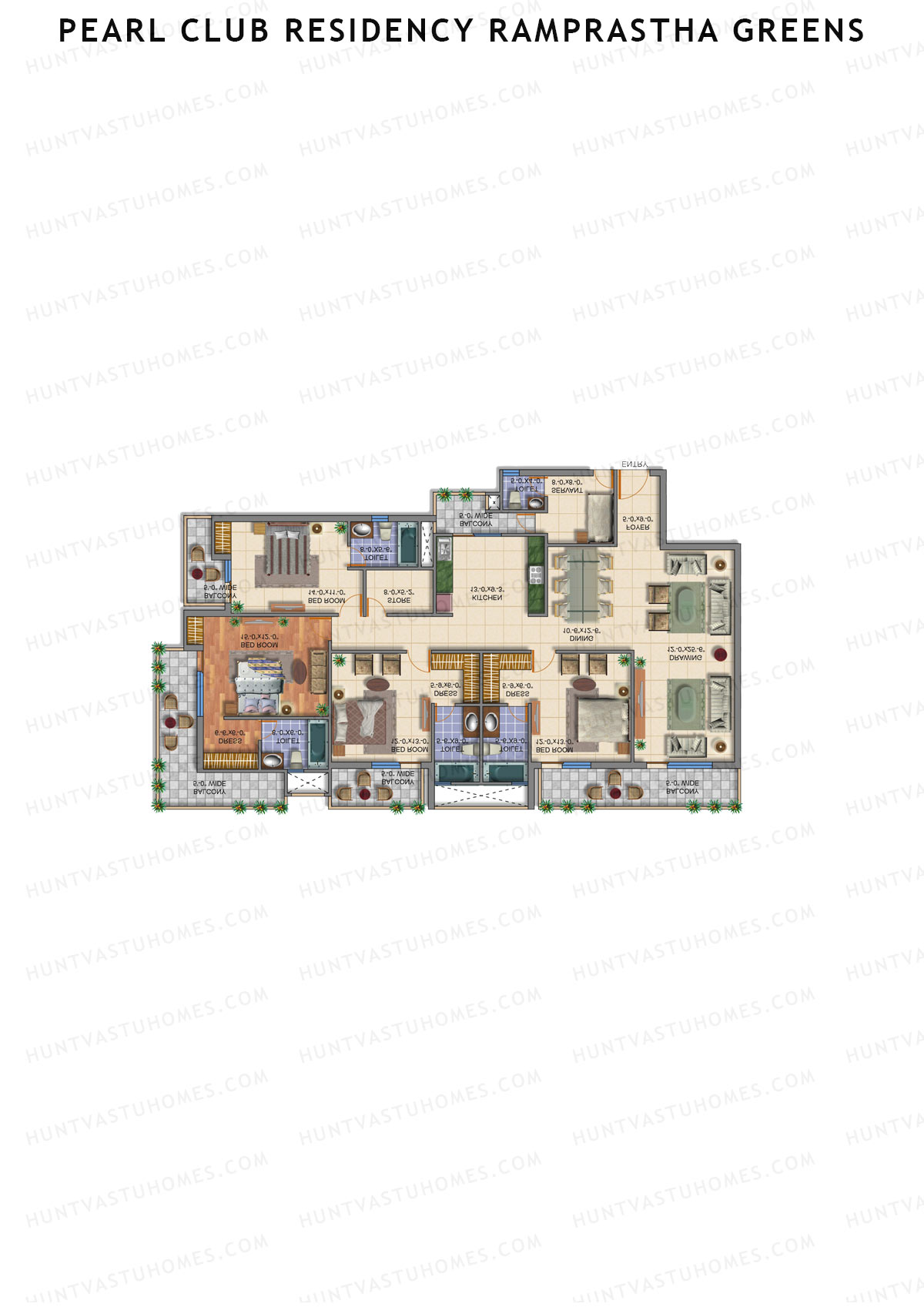 Pearl Club Residency Ramprastha Greens Tower 1 Unit 1 Floor Plan