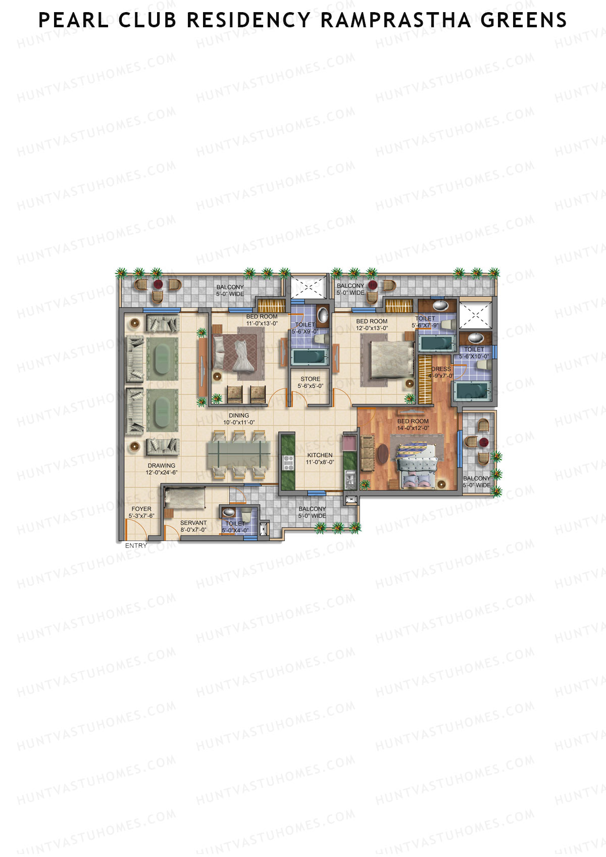 Pearl Club Residency Ramprastha Greens Tower 1 Unit 3 Floor Plan