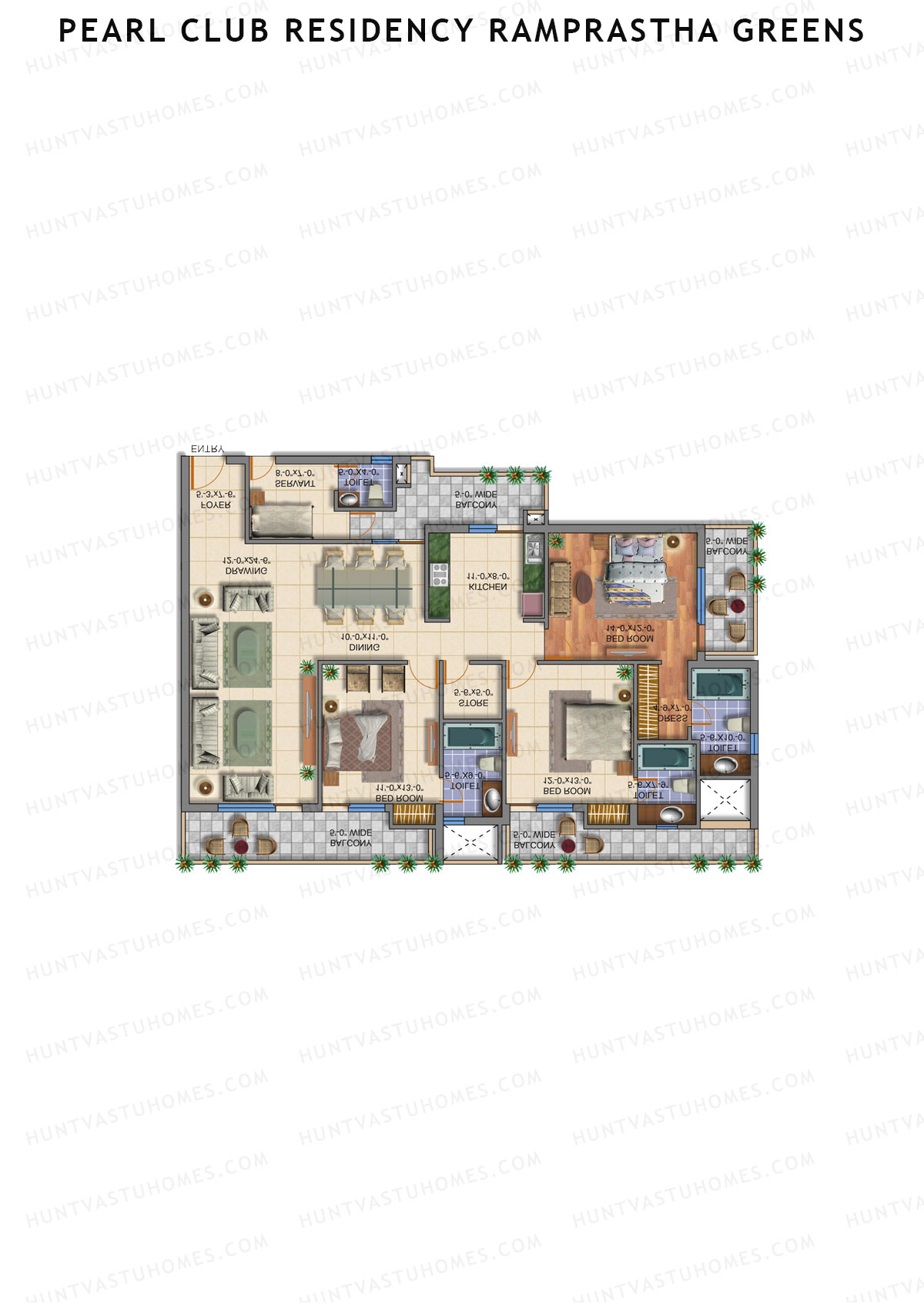 Pearl Club Residency Ramprastha Greens Tower 1 Unit 4 Floor Plan